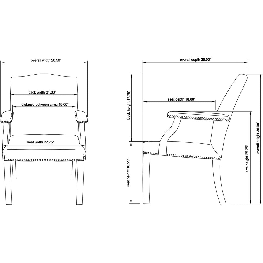 Lorell Deluxe Guest Chair - Black Bonded Leather Seat - Black Bonded Leather Back - Four-legged Base - Black - 1 Each -