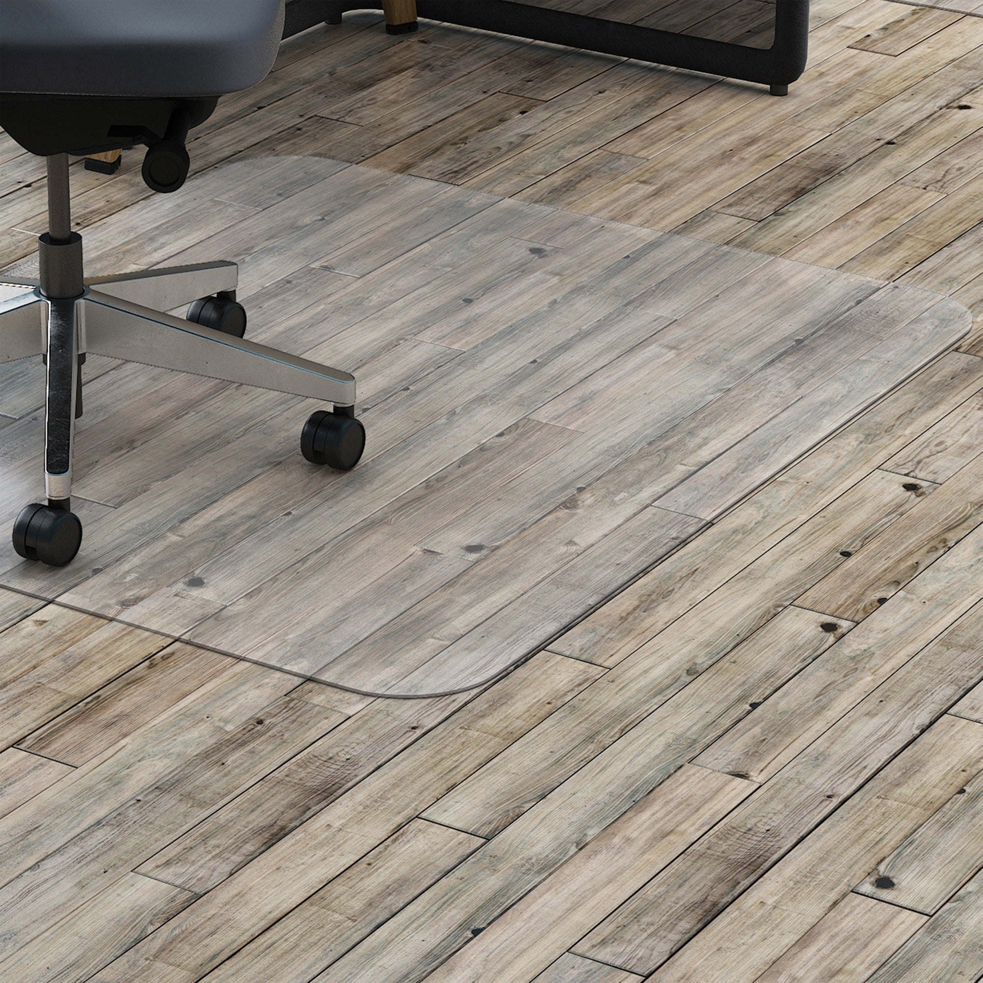 Lorell Big & Tall Chairmat - Hard Floor, Vinyl Floor, Tile Floor, Wood Floor - 48" Length x 36" Width x 0.133" Thickness - Rectangular - Polycarbonate - Clear - 1Each -