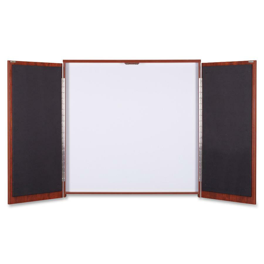 Lorell Dry-erase Whiteboard Presentation Cabinet - Hinged Door - 1 Each - 47.3" x 47.3" x 4.8 -
