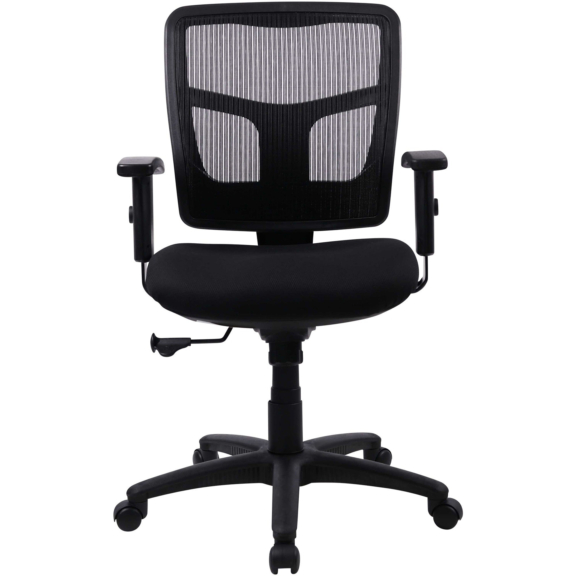 Lorell Ergomesh Managerial Mesh Mid-back Chair - Black Fabric Seat - Black Back - Black Frame - 5-star Base - Black - 1 Each -