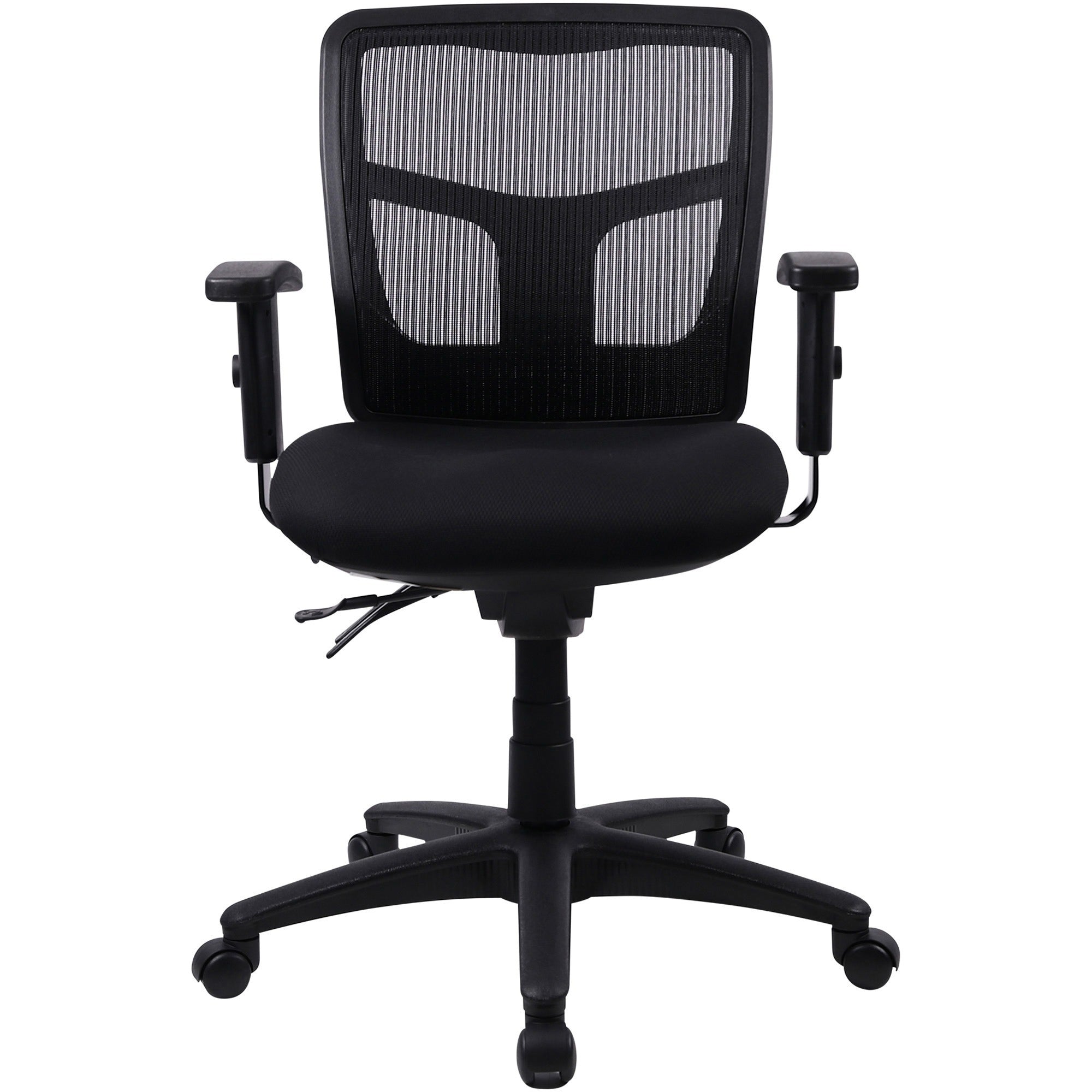 Lorell Ergomesh Swivel Mesh Mid-back Office Chair - Black Fabric Seat - Black Back - Black Frame - 5-star Base - Black - 1 Each -