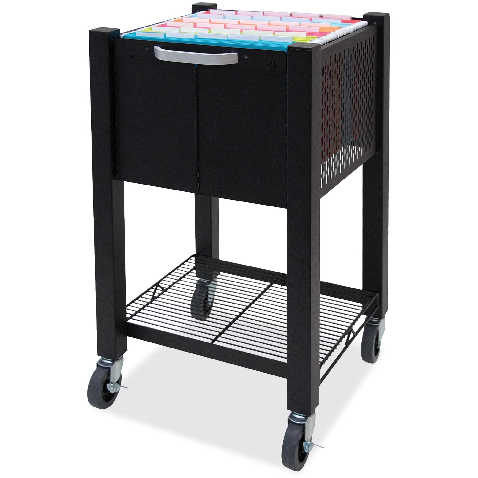 Vertiflex InstaCart Sidekick File Cart - 4 Casters - 2.75" Caster Size - Steel - x 15.5" Width x 13.8" Depth x 26.3" Height - Black - 1 Each -