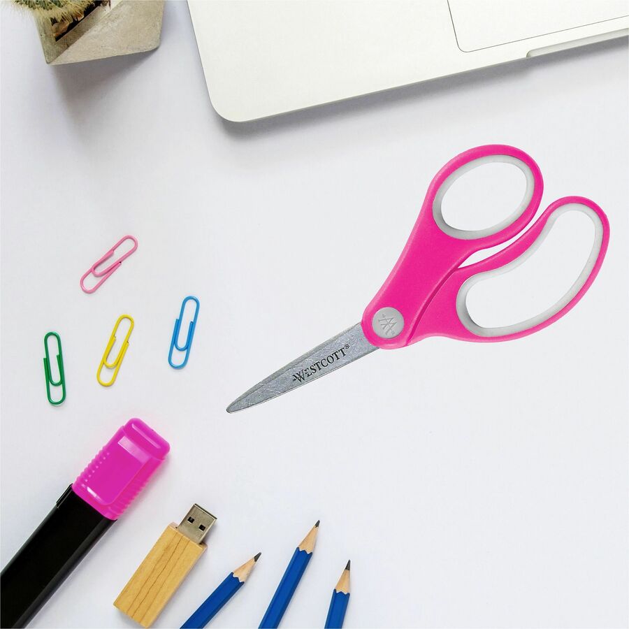 Westcott Soft Handle 5" Pointed Kids Value Scissors - 5" Overall Length - Left/Right - Stainless Steel - Pointed Tip - Assorted - 1 Each -