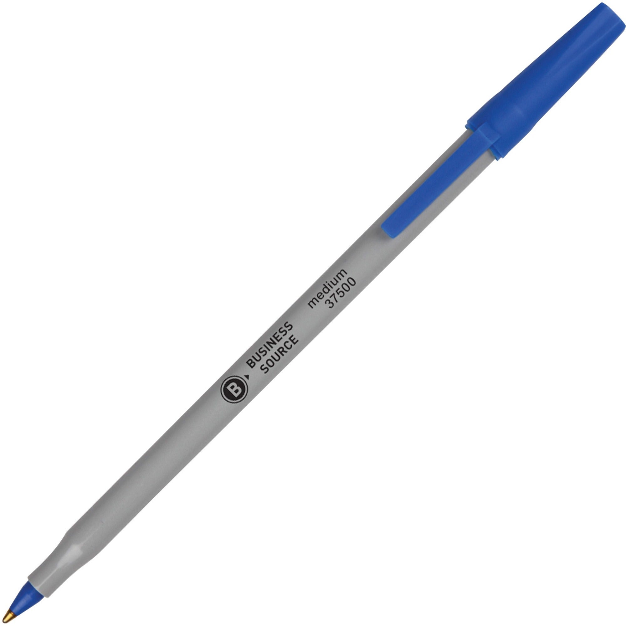 Business Source Bulk Pack Ballpoint Stick Pens - Medium Pen Point - Blue - Tungsten Carbide Tip - 60 / Box -