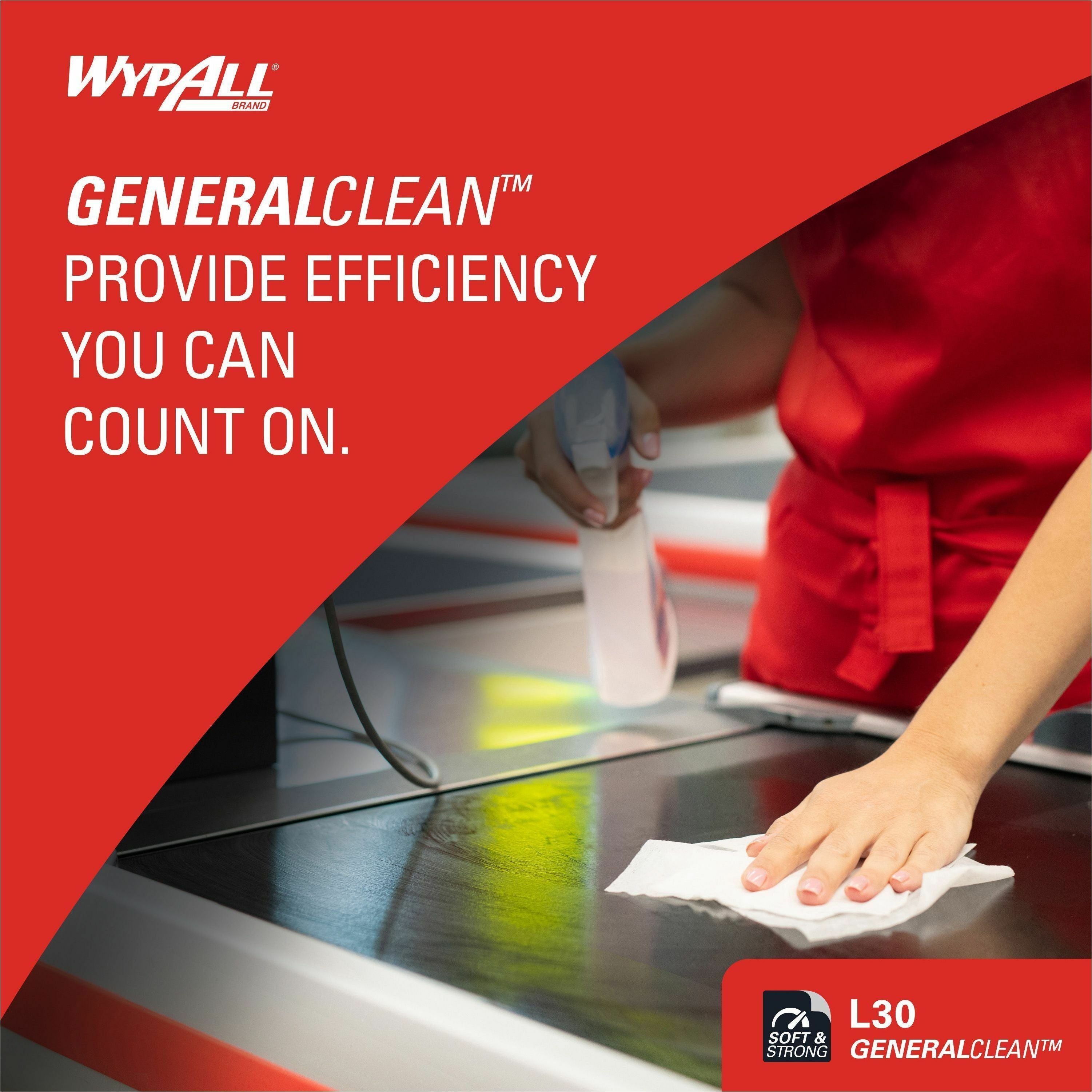 Wypall GeneralClean L30 Heavy Duty Cleaning Towels - White - For Cleaning, Maintenance - 90 Per Pack - 12 / Carton -