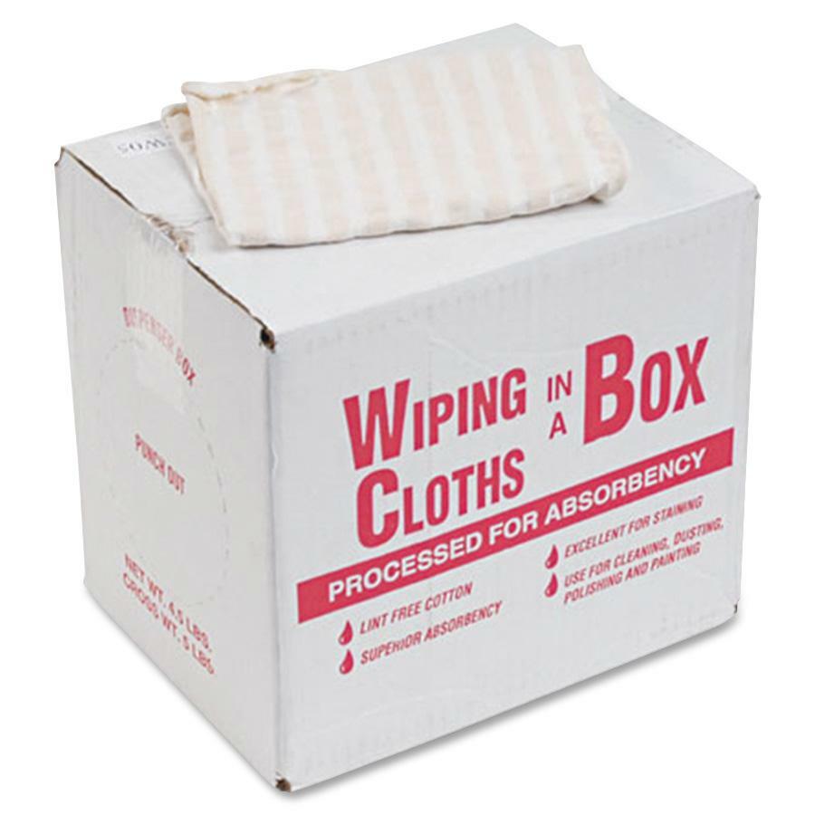 Office Snax Multipurpose Cotton Wiping Cloths - For Multipurpose - 1 / Box - Lint-free, Absorbent, Washable, Reusable - White, Red -