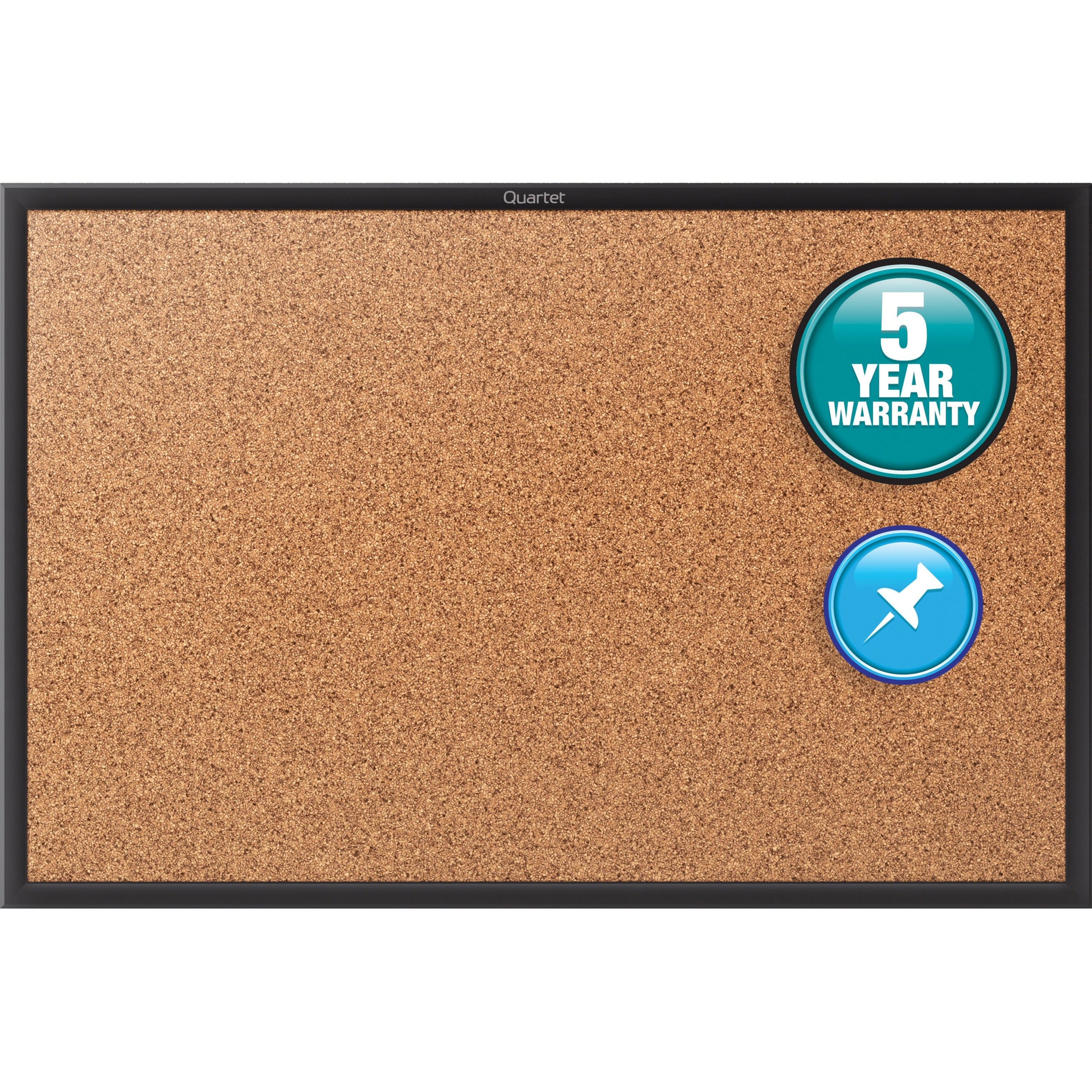 Quartet Classic Series Bulletin Board - 48" Height x 96" Width - Brown Natural Cork Surface - Self-healing, Durable, Sturdy - Black Aluminum Frame - 1 Each -