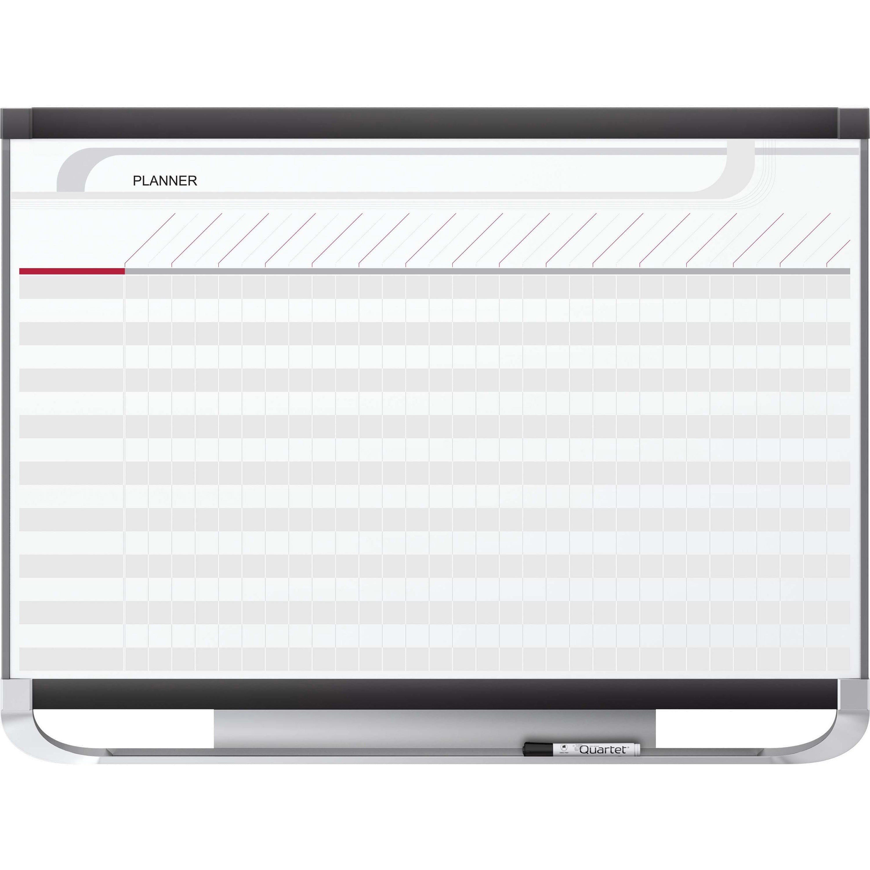 Quartet Prestige 2 Total Erase Chart Planner Board - White, Graphite - 24" Height x 36" Width - Durable, Stain Resistant, Magnetic, Ghost Resistant, Marker Tray, Mountable, Maintenance Schedule - 1 Each -