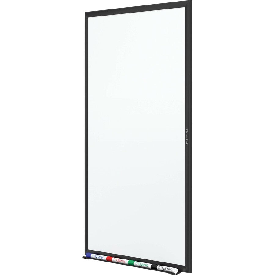Quartet Classic Magnetic Whiteboard - 96" (8 ft) Width x 48" (4 ft) Height - White Painted Steel Surface - Black Aluminum Frame - Horizontal/Vertical - Magnetic - 1 Each - TAA Compliant -