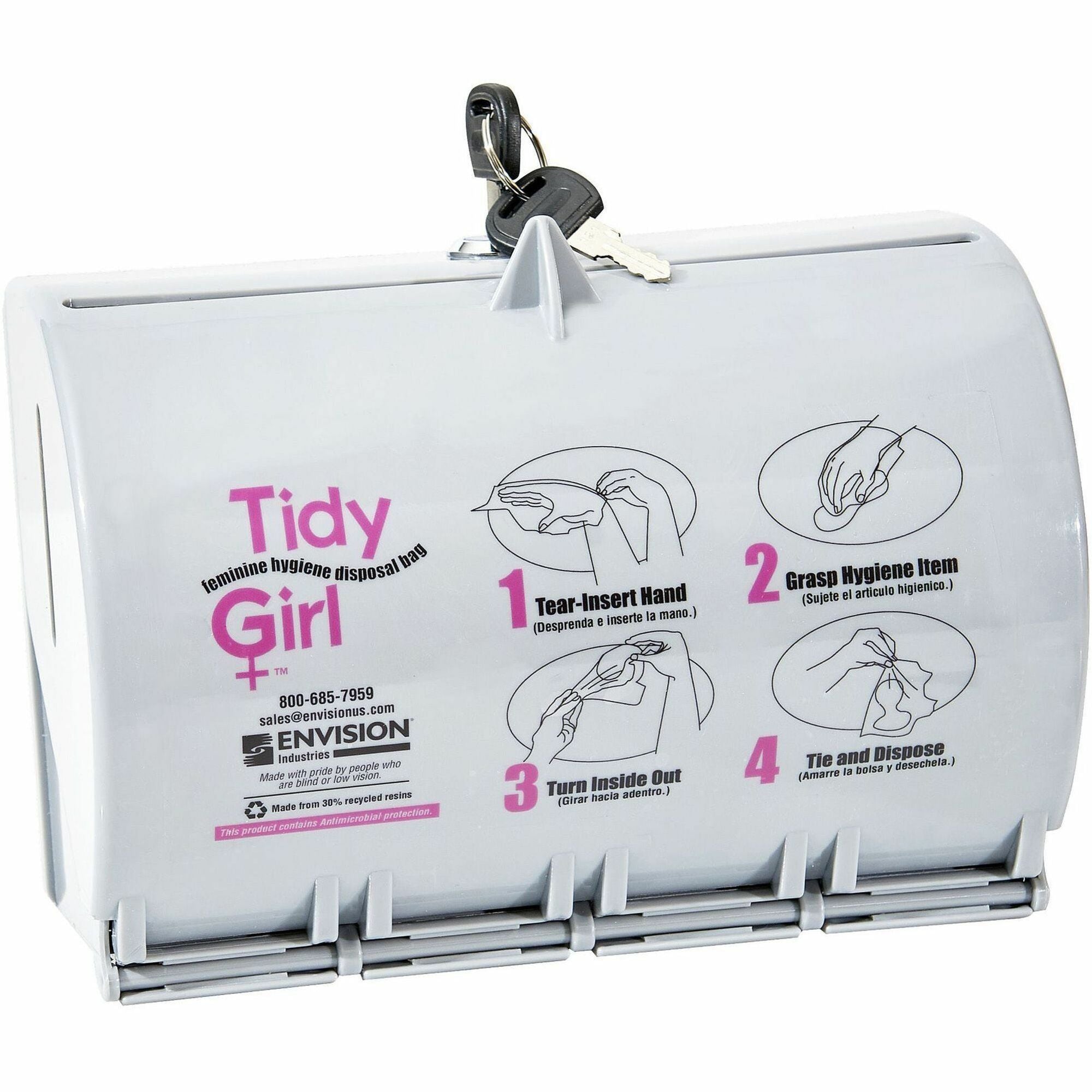 Stout Tidy Girl Feminine Hygiene Bags Dispenser - 1 Each - Smoke Gray - ABS Resin -