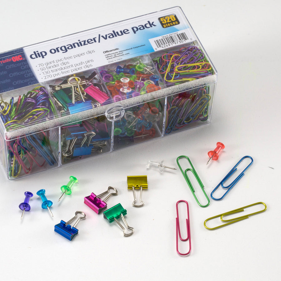 officemate-flip-lid-clip-organizer-value-pack-assorted-520-pack_oic97301 - 2