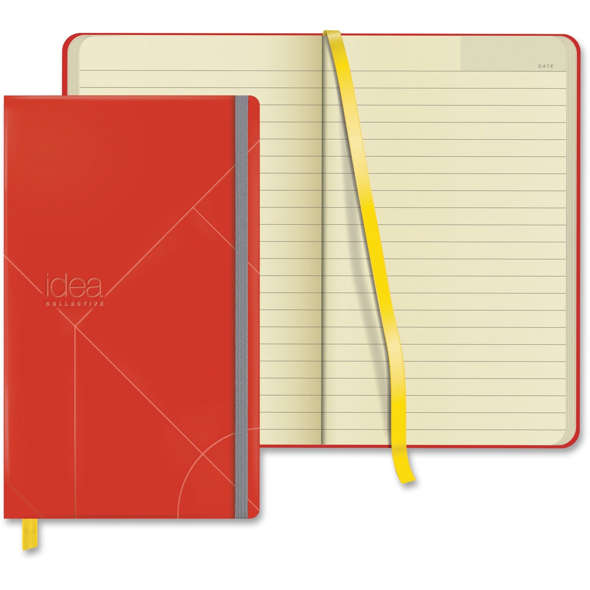 TOPS Idea Collective Hard Cover Journal - 120 Sheets - 5" x 8 1/4" - 0.63" x 5" x 8.3" - Cream Paper - Red Cover - Acid-free, Durable Cover, Ribbon Marker, Elastic Closure, Pocket - 1 Each -
