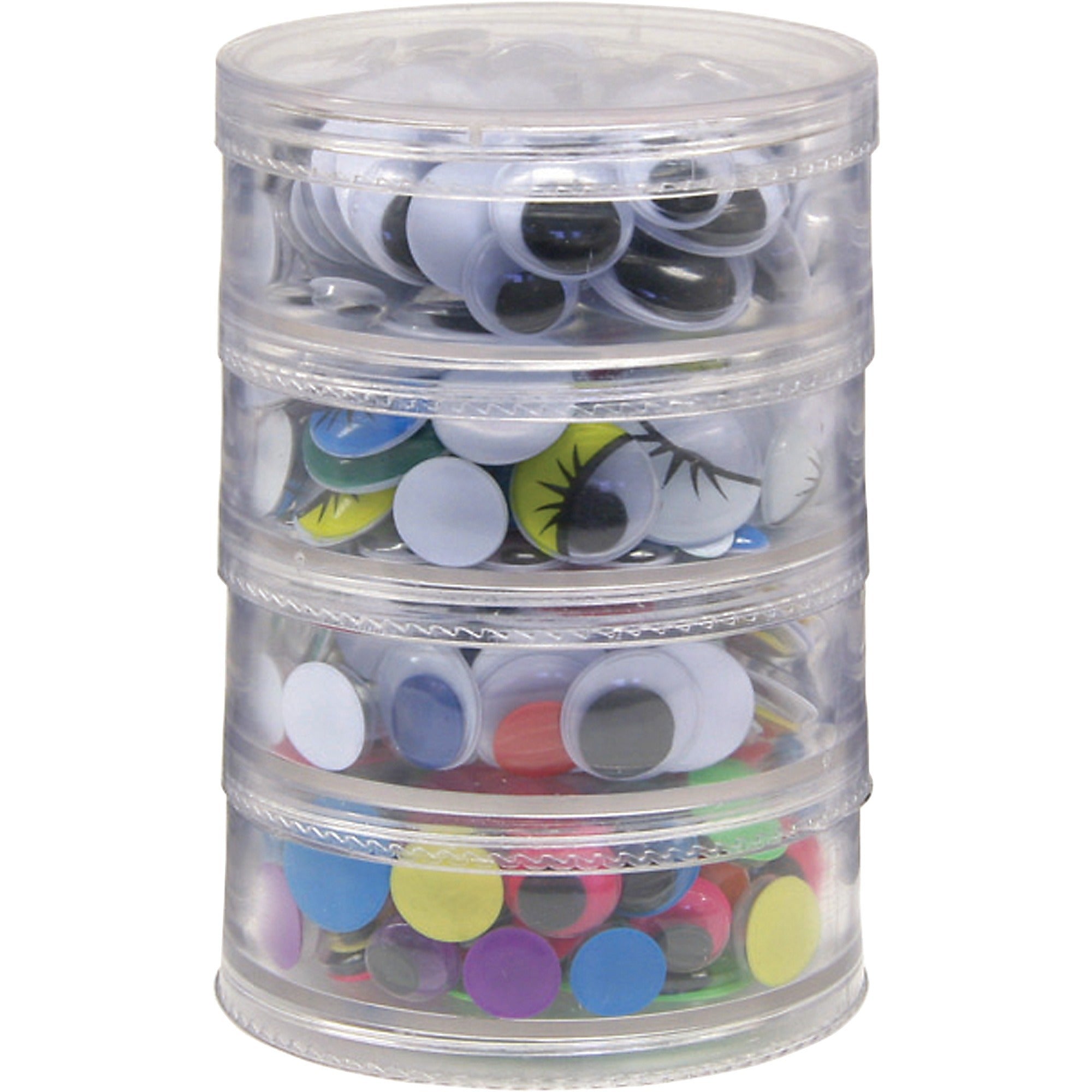 creativity-street-wiggle-eyes-stackable-storage-jar-craft-project-decoration-400-pieces-x-028--x-039--x-047--x-059--x-079diameter-400-set-assorted_ckc3409 - 1