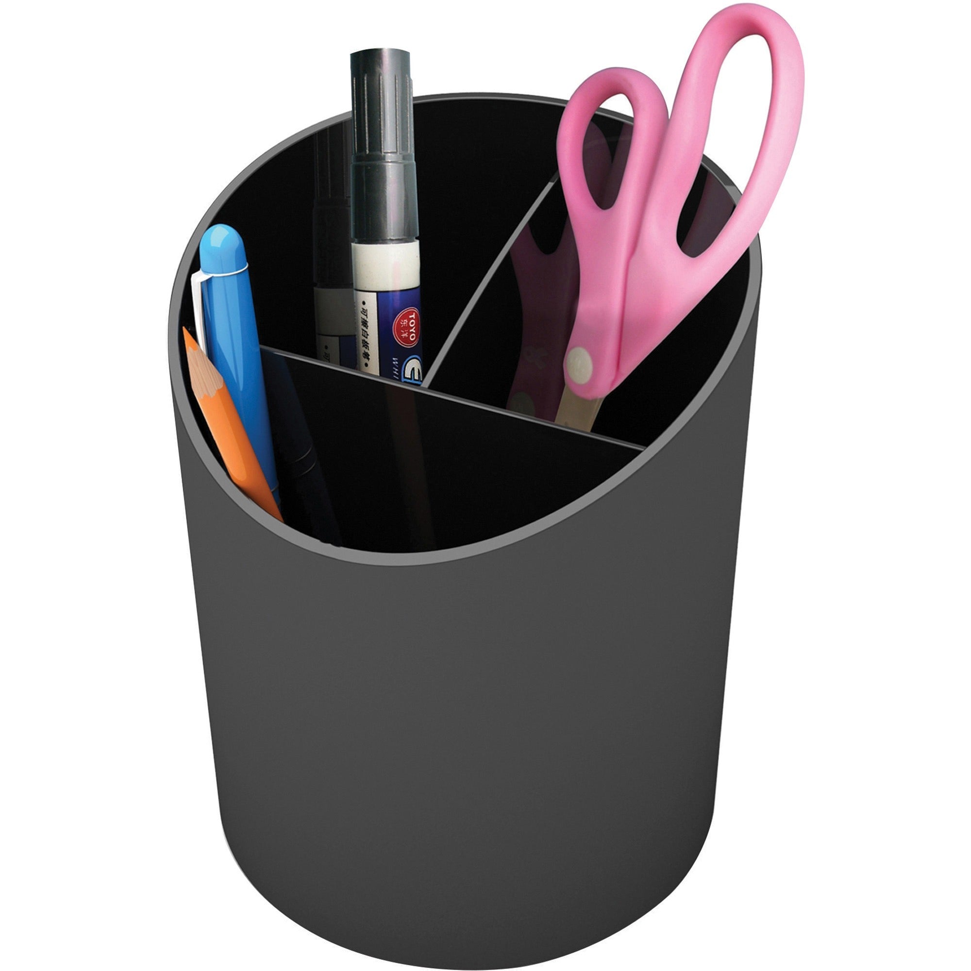 Deflecto Sustainable Office Recycled Large Pencil Cup - 5.6" x 4.4" x 4.4" - 1 Each - Black -