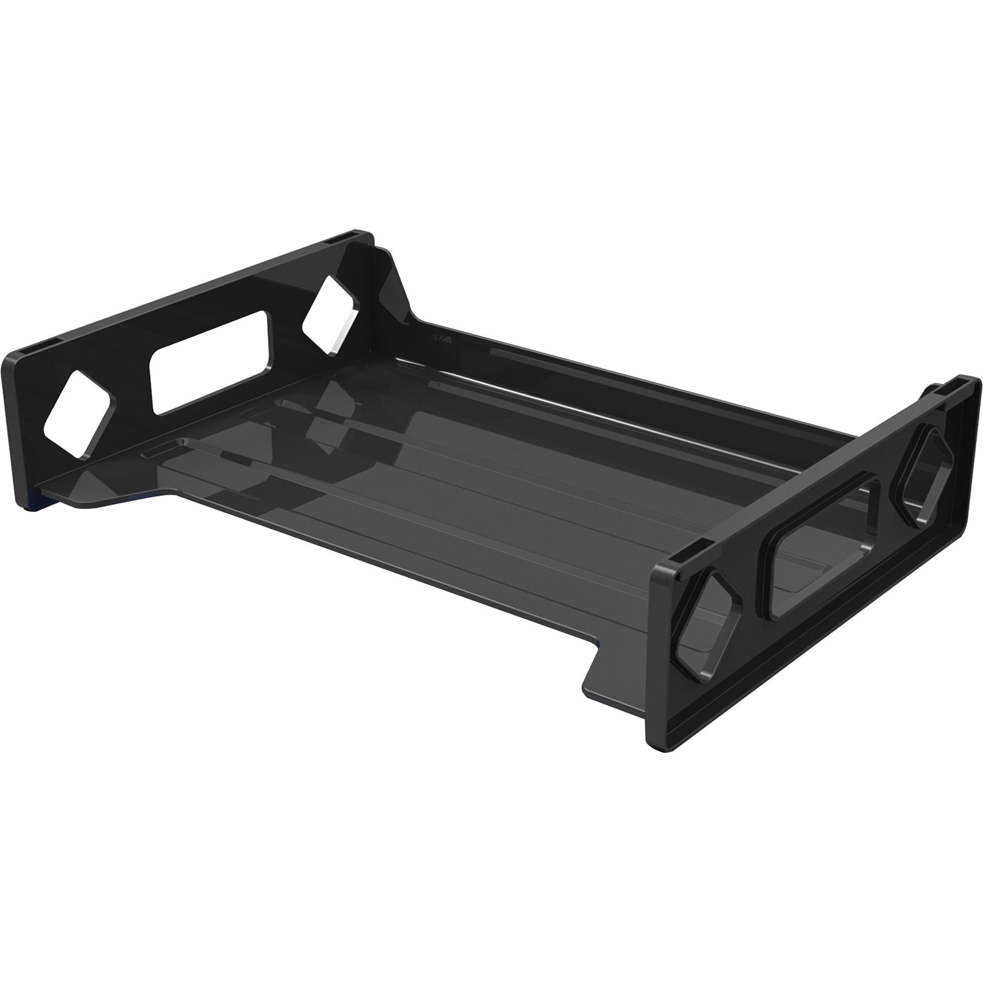 Deflecto Sustainable Office Stackable Desk Tray - 2.8" Height x 13" Width x 9" DepthDesktop - Durable, Stackable - 30% Recycled - Black - Plastic - 1 Each -
