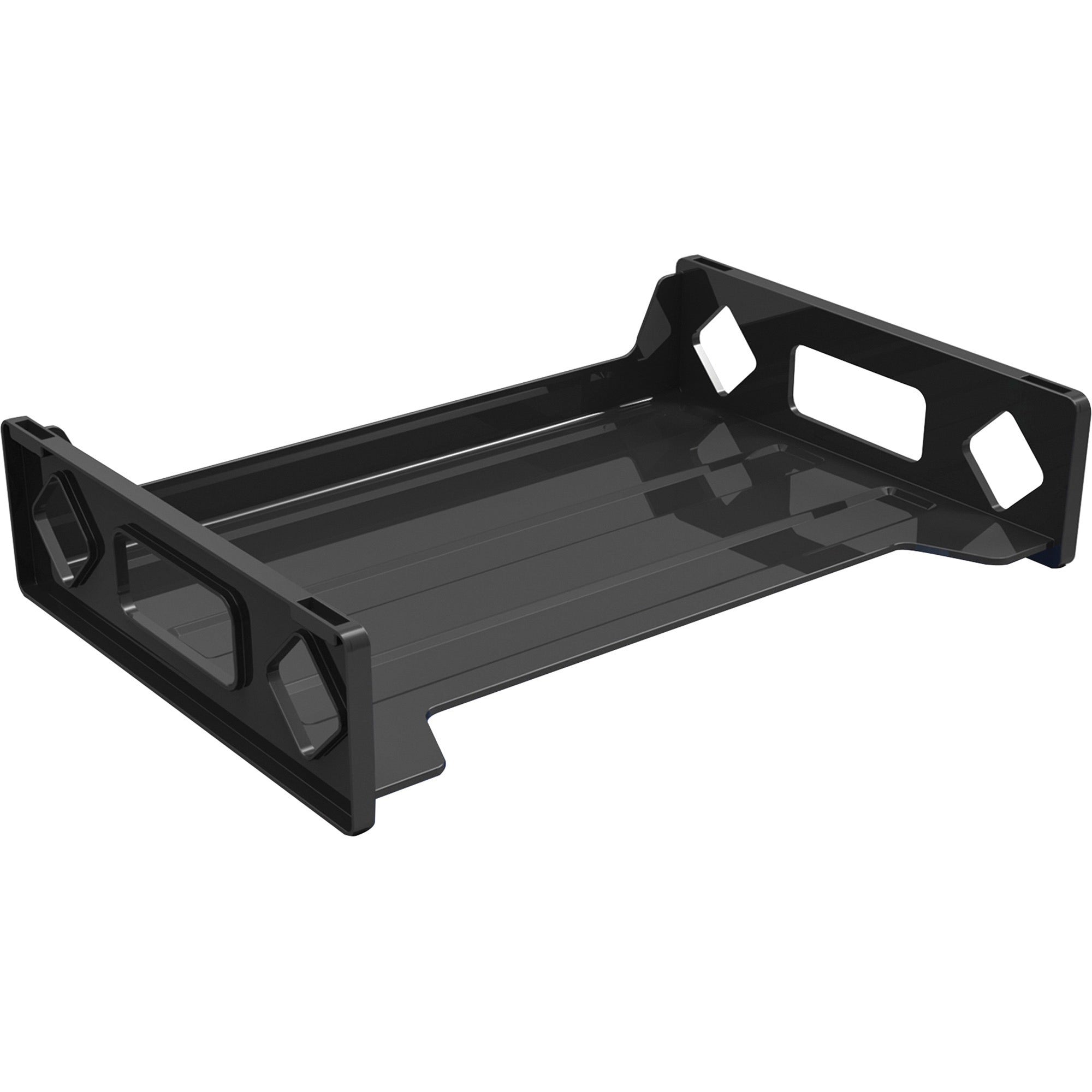Deflecto Sustainable Office Stackable Desk Tray - 2.8" Height x 13" Width x 9" DepthDesktop - Durable, Stackable - 30% Recycled - Black - Plastic - 1 Each -