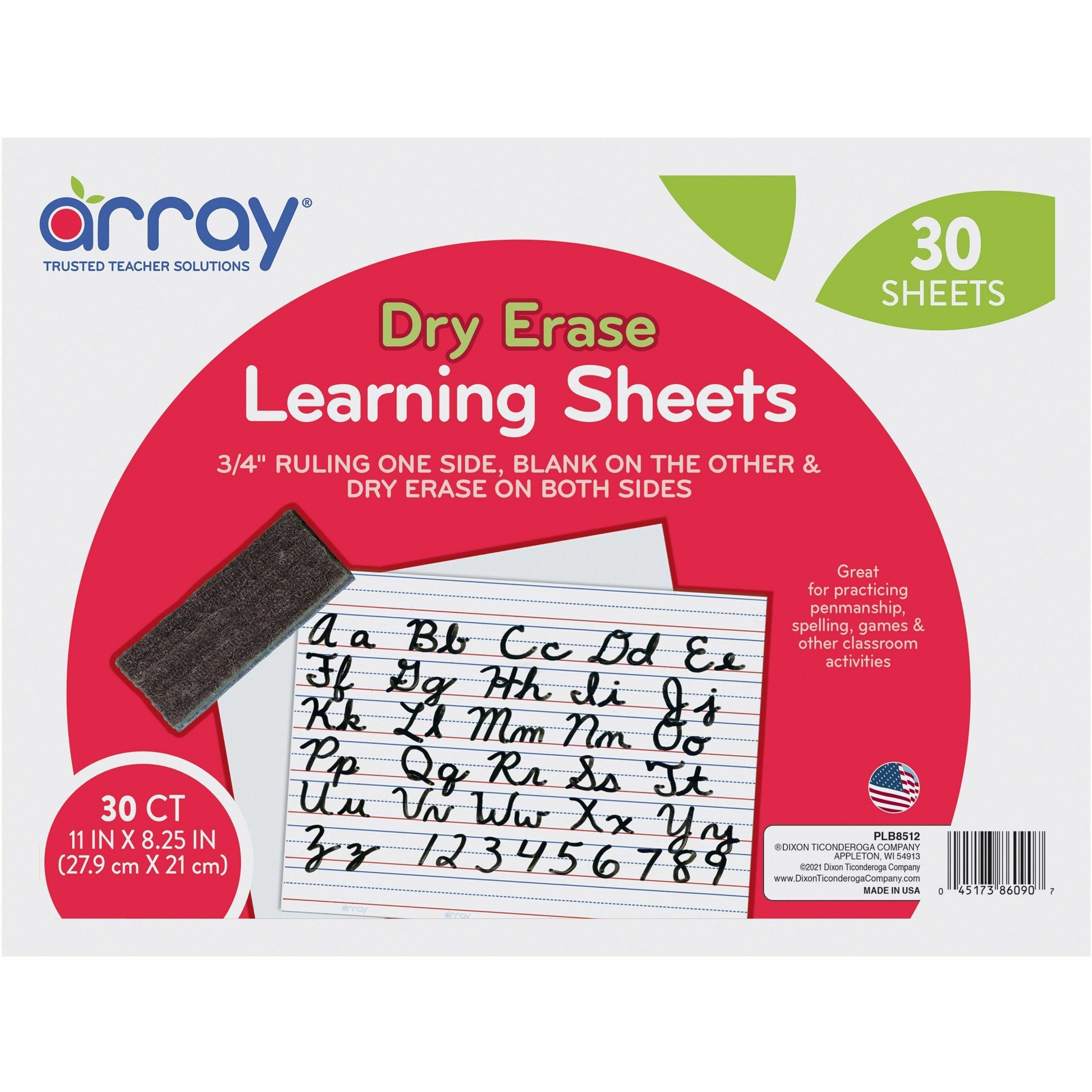 GoWrite! Dry Erase Learning Board - Dry-erase, Two-Sided, 3/4" Rule/Plain - 11" Width x 8.25" Height - White Surface - Rectangle - No - 30 / Pack -