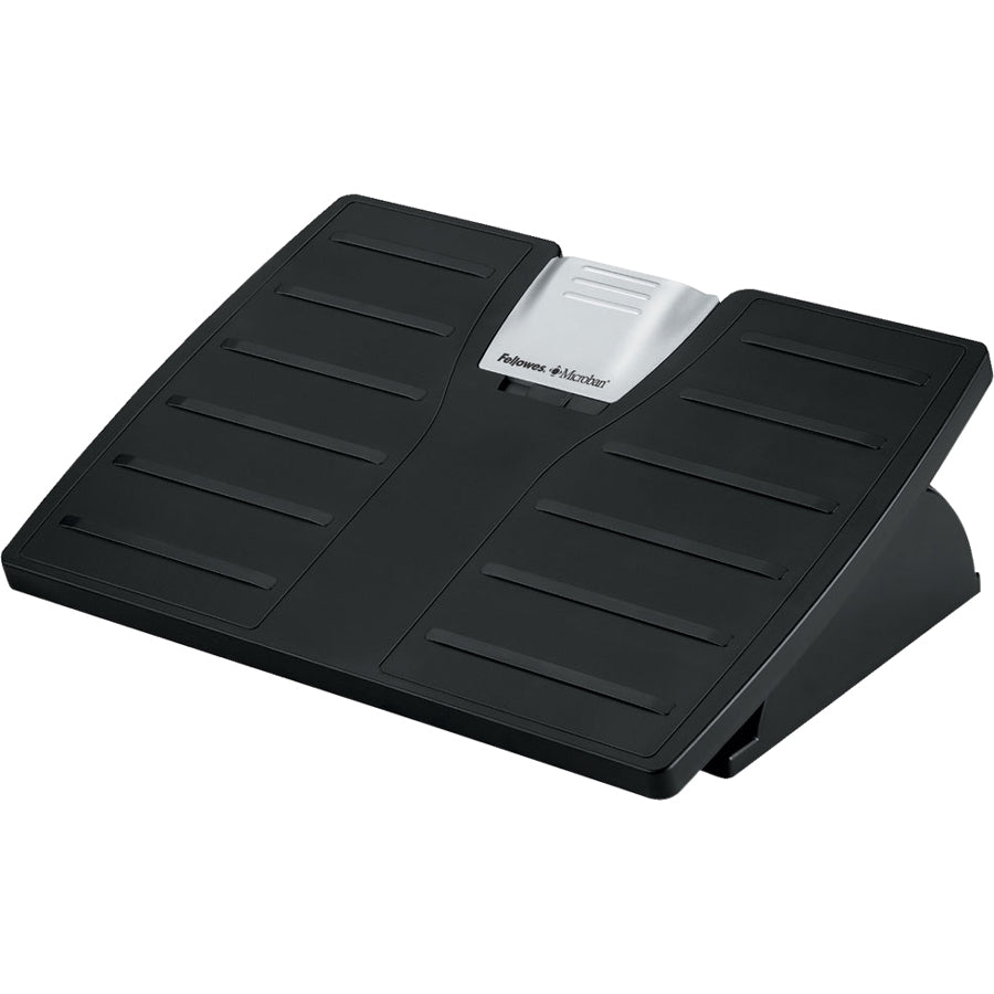 Fellowes Office Suites Adjustable Footrest - 30deg Tilt - Black, Silver -