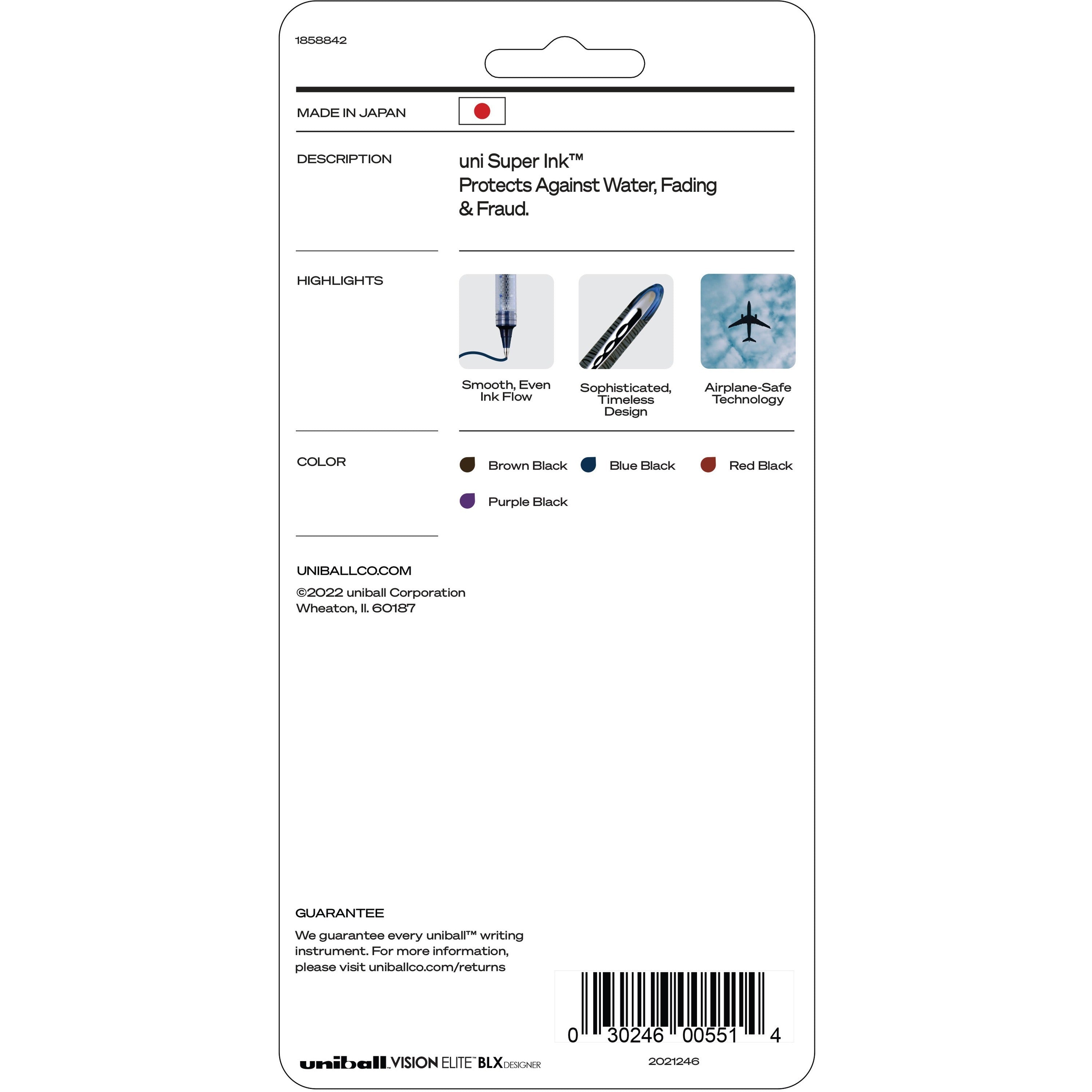 uniball-vision-elite-designer-rollerball-pen-bold-pen-point-8-mm-pen-point-size-brown-black-black-blue-black-red-violet-black-assorted-barrel-4-pack_ubc1858842 - 2