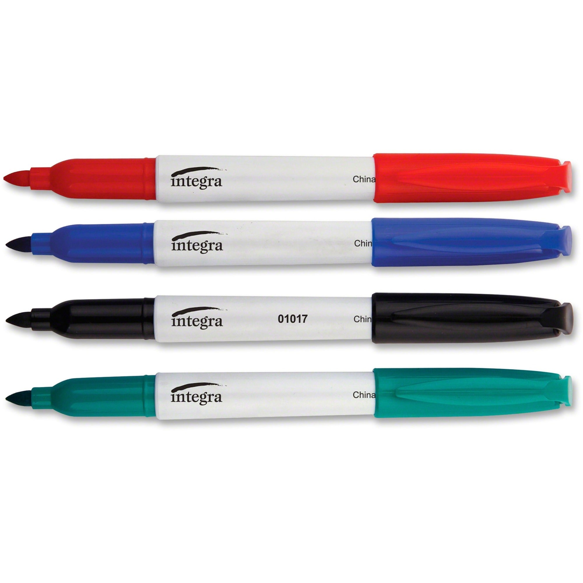 Integra Bullet Tip Dry-erase Whiteboard Marker Set - Bullet Marker Point Style - Assorted Alcohol Based Ink - Assorted Barrel - Fiber Tip - 4 / Set -
