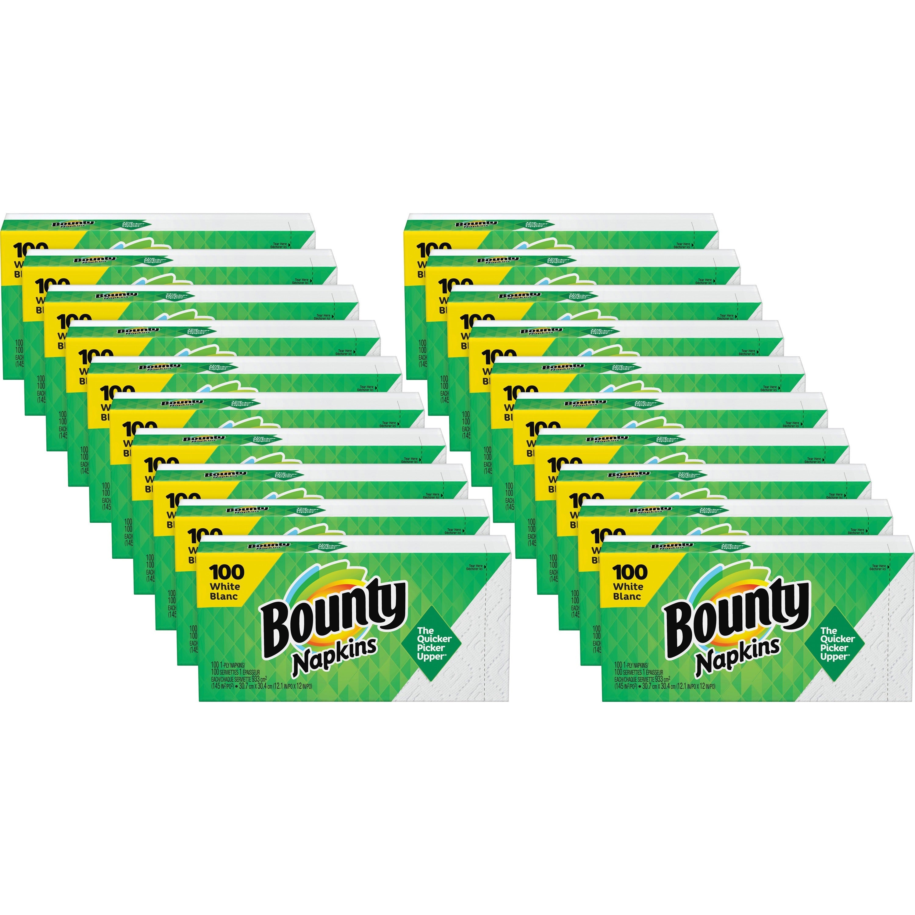 Bounty Quilted Napkins - 1 Ply - 12.10" x 12" - White - Paper - Soft, Strong, Absorbent, Quilted - For Multipurpose - 100 Per Pack - 20 / Carton -