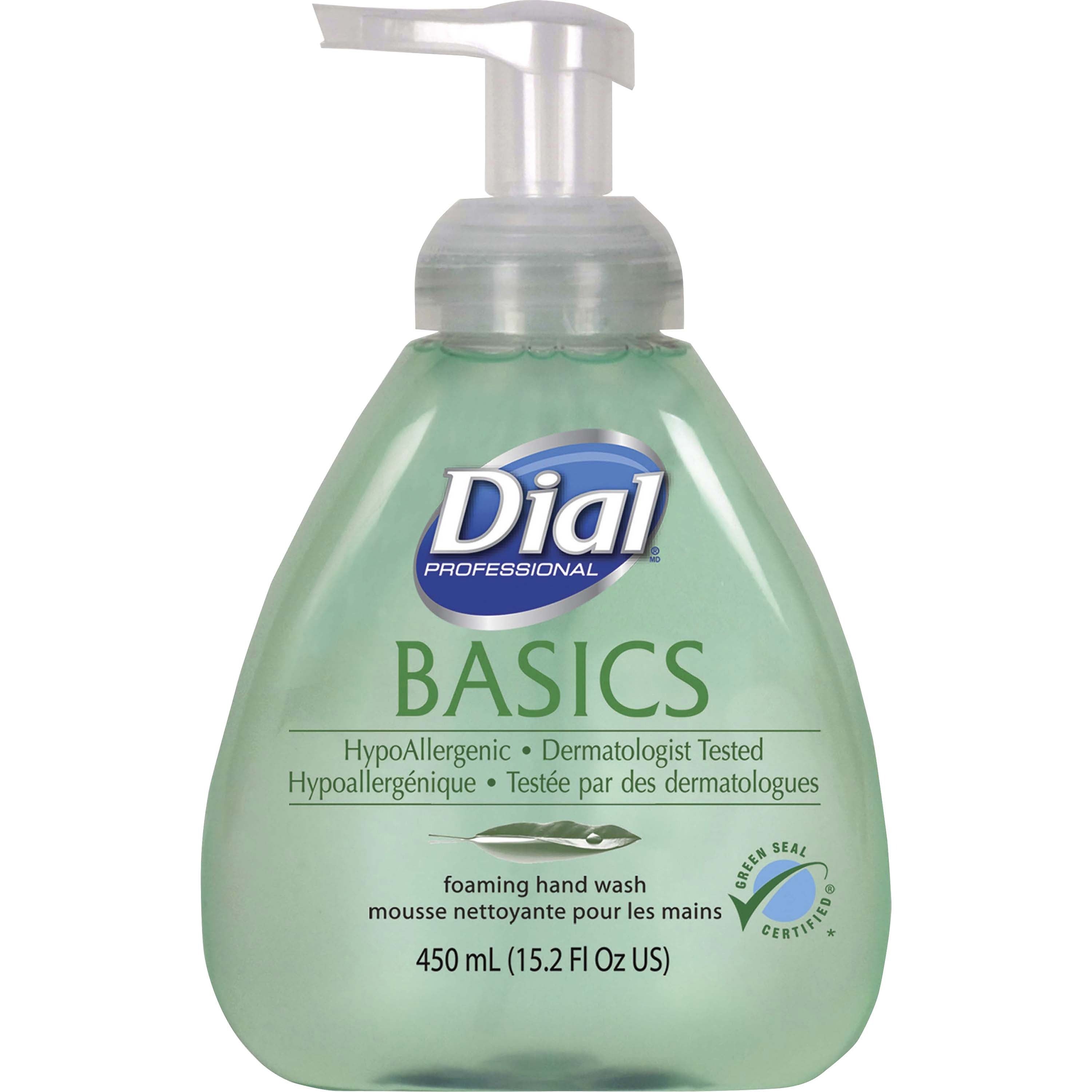 Dial Basics HypoAllergenic Foam Hand Soap - Fresh ScentFor - 15.2 fl oz (449.5 mL) - Pump Bottle Dispenser - Hand - Green - 4 / Carton -