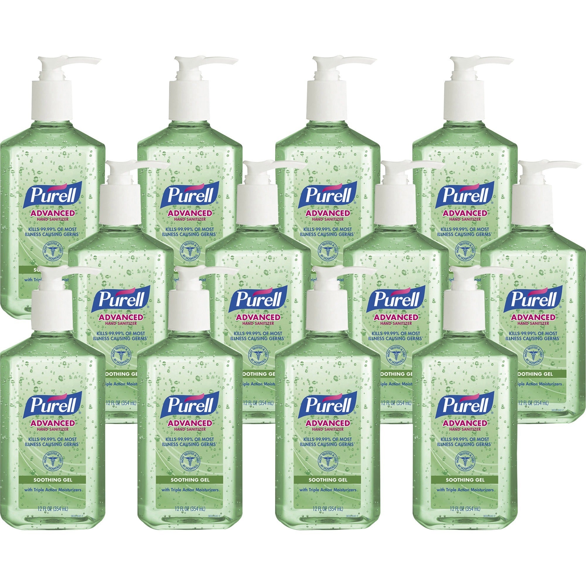 ADVANCED SOOTHING GEL HAND SANITIZER, FRESH SCENT WITH ALOE AND VITAMIN E, 12 OZ PUMP BOTTLE, 12/CARTON - 1