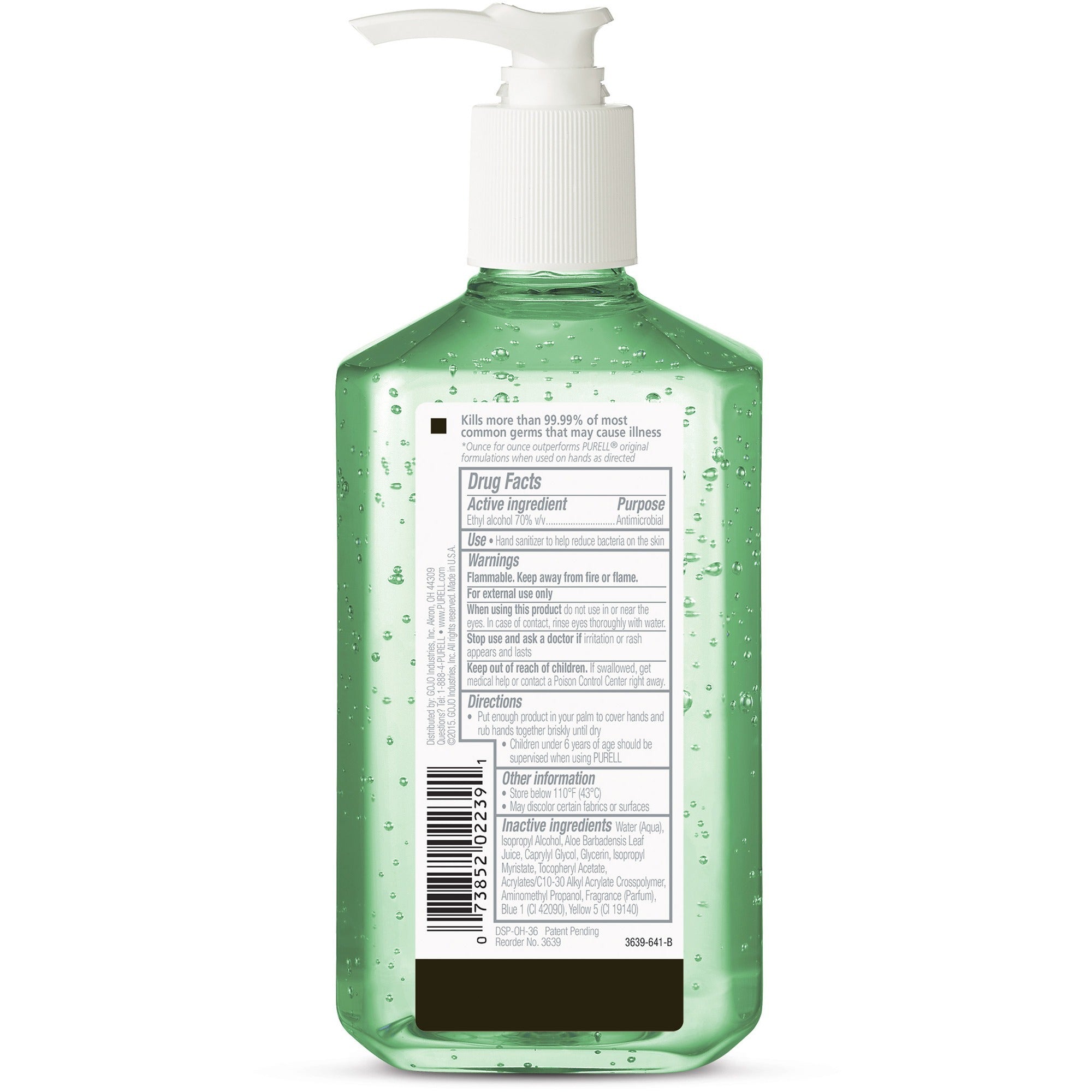 ADVANCED SOOTHING GEL HAND SANITIZER, FRESH SCENT WITH ALOE AND VITAMIN E, 12 OZ PUMP BOTTLE, 12/CARTON - 2