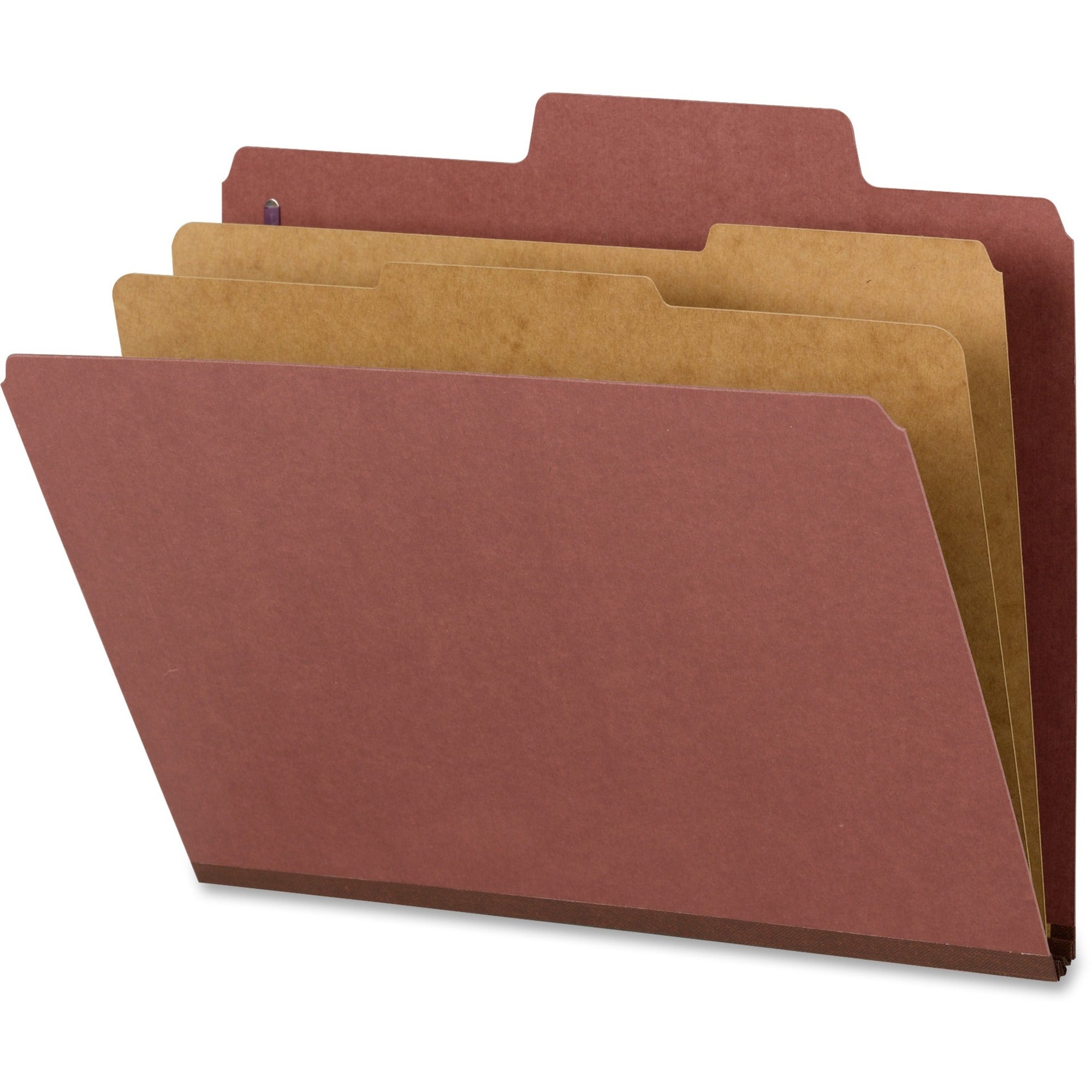 Smead SuperTab 2/5 Tab Cut Letter Recycled Classification Folder - 8 1/2" x 11" - 2" Expansion - 2 x 2S Fastener(s) - 2" Fastener Capacity for Folder - Top Tab Location - Right of Center Tab Position - 2 Divider(s) - Red - 100% Recycled - 10 / Box -
