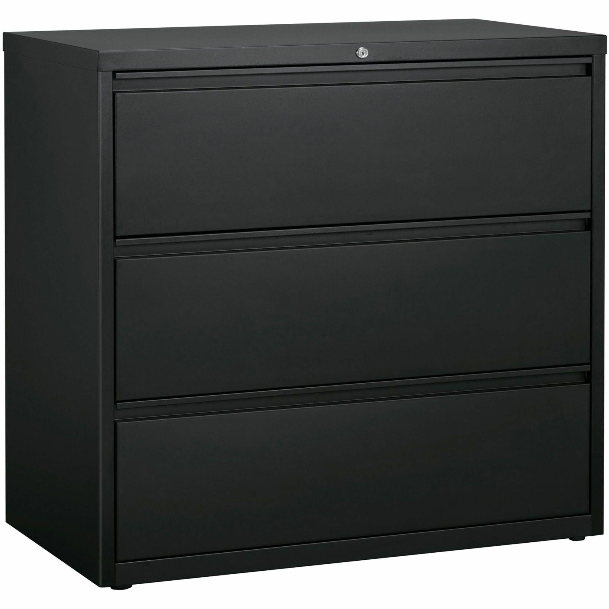 Lorell Fortress Series Lateral File - 42" x 18.8" x 40.1" - 3 x Drawer(s) for File - A4, Legal, Letter - Lateral - Anti-tip, Security Lock, Ball Bearing Slide, Reinforced Base, Leveling Glide, Interlocking, Hanging Rail, Magnetic Label Holder - Charc -
