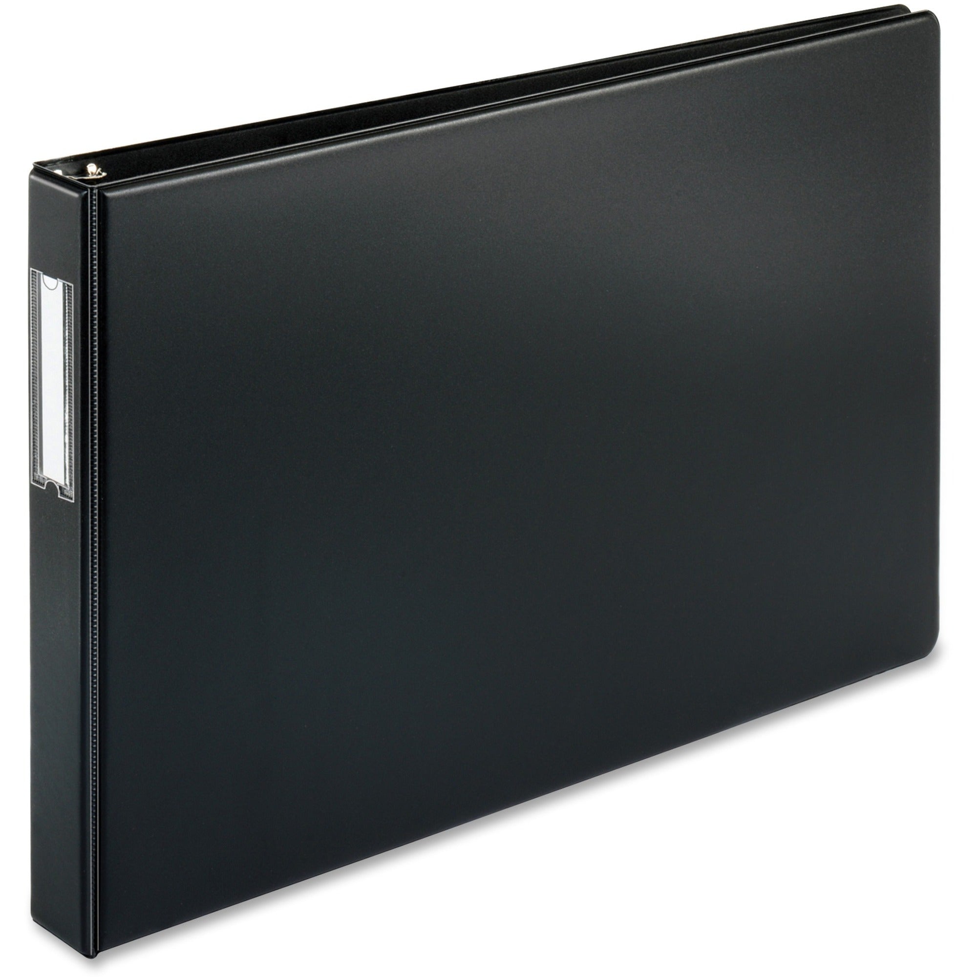 Business Source Tabloid-size Round Ring Reference Binder - 1" Binder Capacity - Tabloid - 11" x 17" Sheet Size - Round Ring Fastener(s) - Black - Recycled - Durable, Label Holder - 1 Each -
