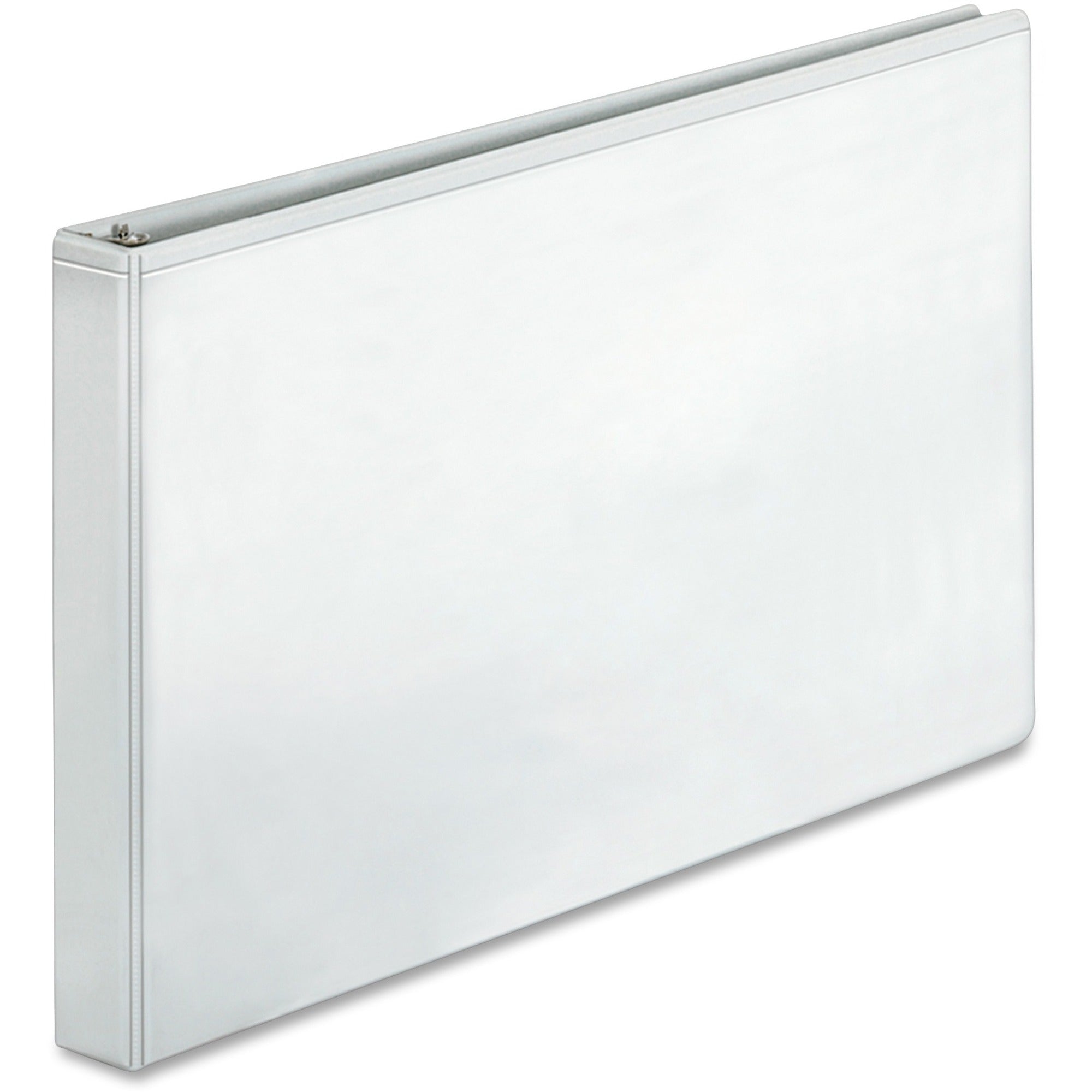 Business Source Tabloid-size Round Ring Reference Binder - 1" Binder Capacity - Tabloid - 11" x 17" Sheet Size - Round Ring Fastener(s) - White - Durable, Clear Overlay - 1 Each -