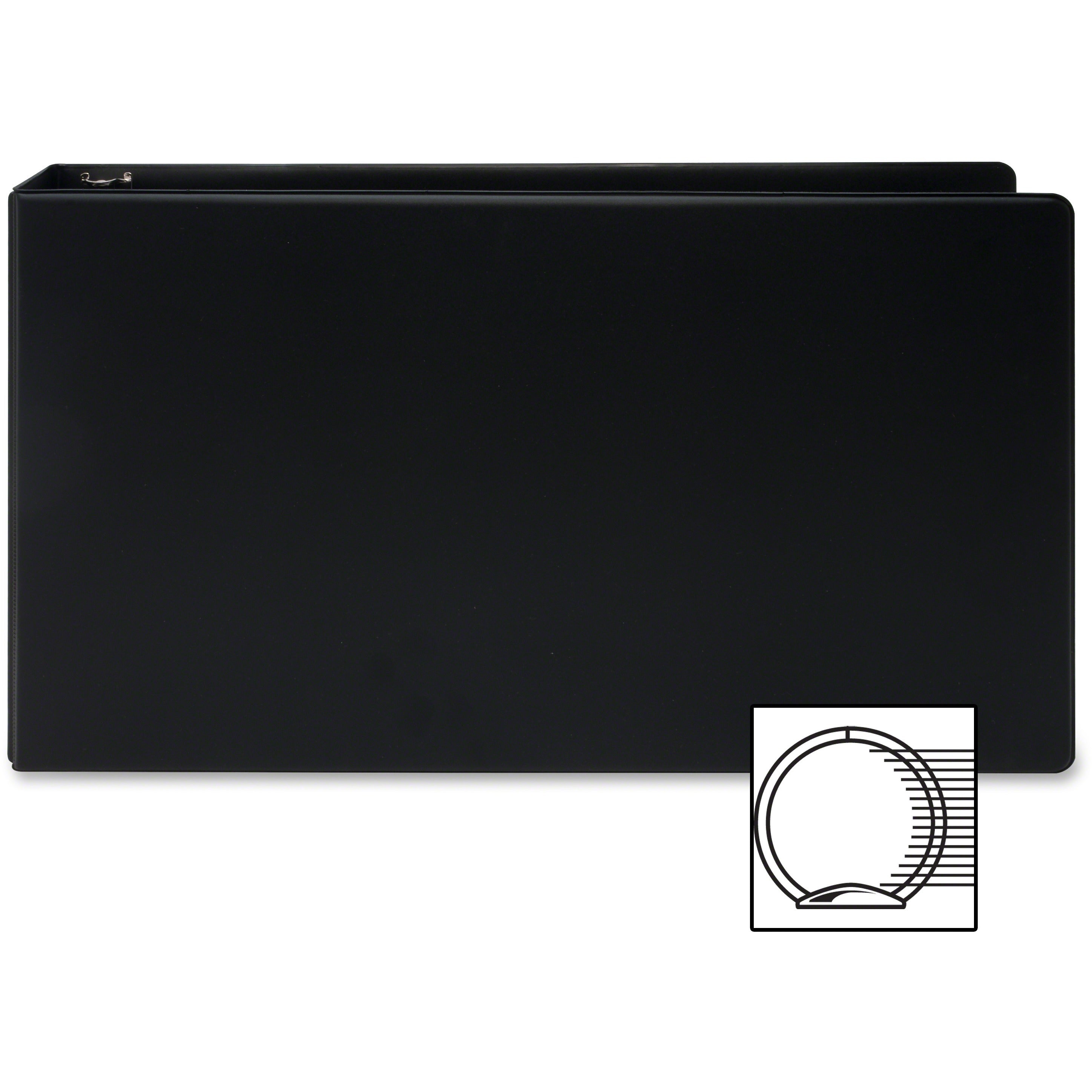 Business Source Tabloid-size Round Ring Reference Binder - 2" Binder Capacity - Tabloid - 11" x 17" Sheet Size - Round Ring Fastener(s) - Black - Recycled - Durable, Label Holder - 1 Each -