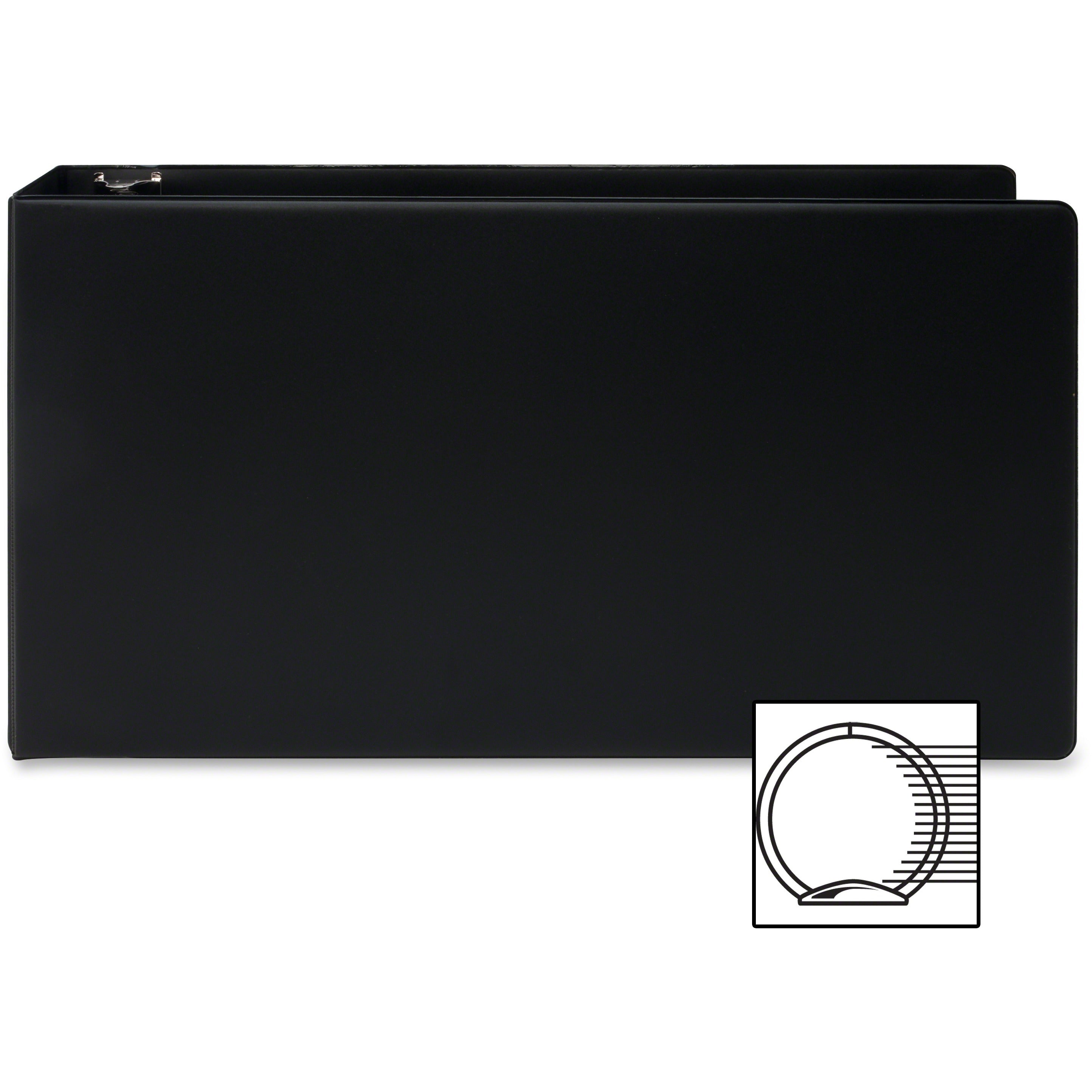 Business Source Tabloid-size Round Ring Reference Binder - 3" Binder Capacity - Tabloid - 11" x 17" Sheet Size - Round Ring Fastener(s) - Black - Durable, Label Holder - 1 Each -