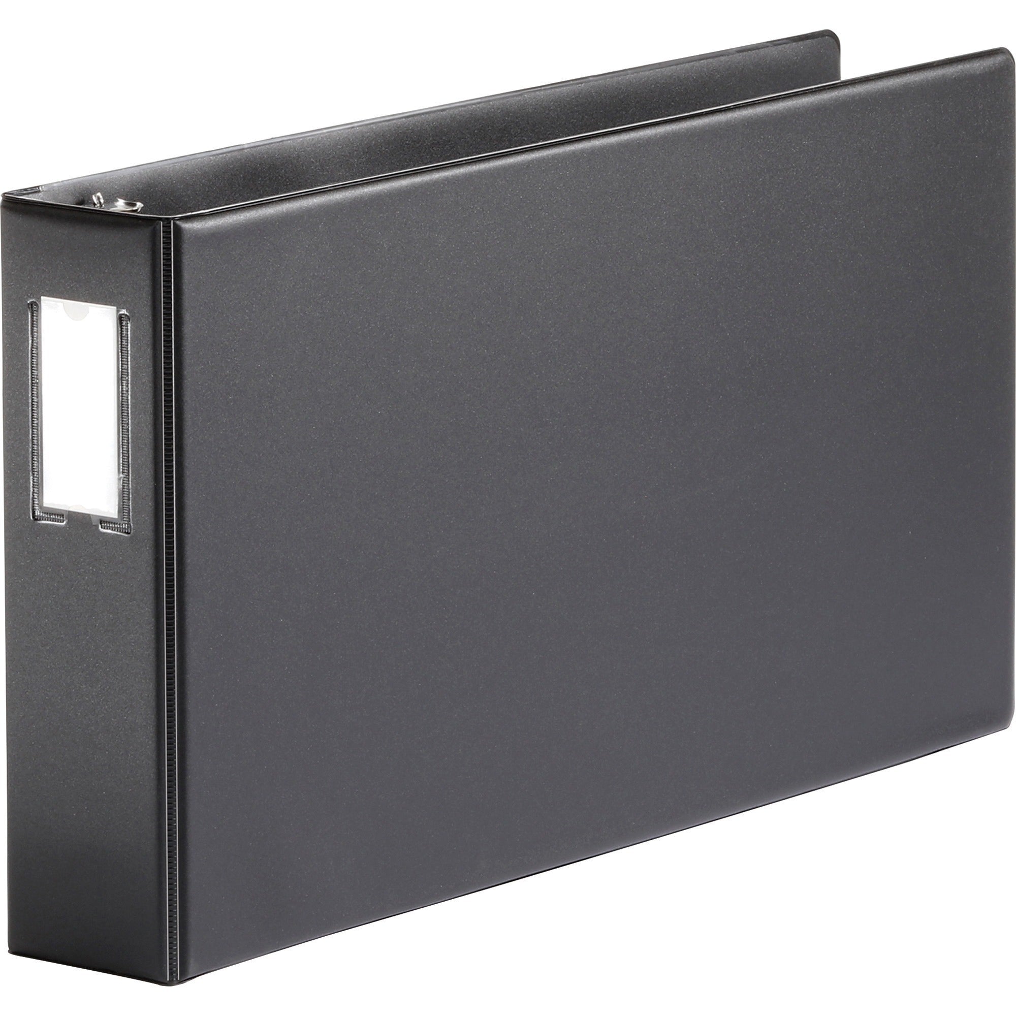 Business Source Tabloid-size Round Ring Reference Binder - 3" Binder Capacity - Tabloid - 11" x 17" Sheet Size - Round Ring Fastener(s) - Black - Durable, Label Holder - 1 Each -