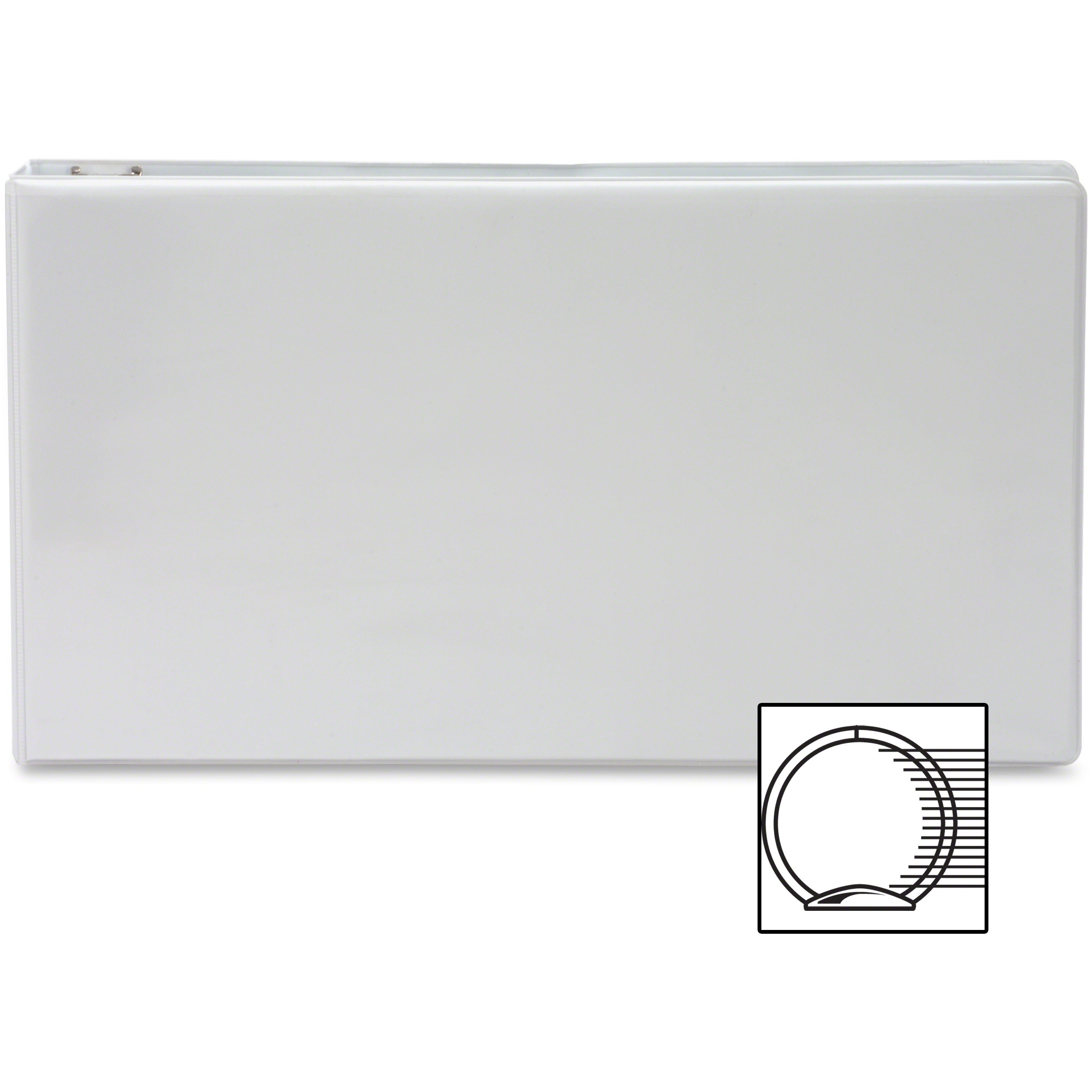 Business Source Tabloid-size Round Ring Reference Binder - 3" Binder Capacity - Tabloid - 11" x 17" Sheet Size - Round Ring Fastener(s) - White - Recycled - Durable, Clear Overlay - 1 Each -