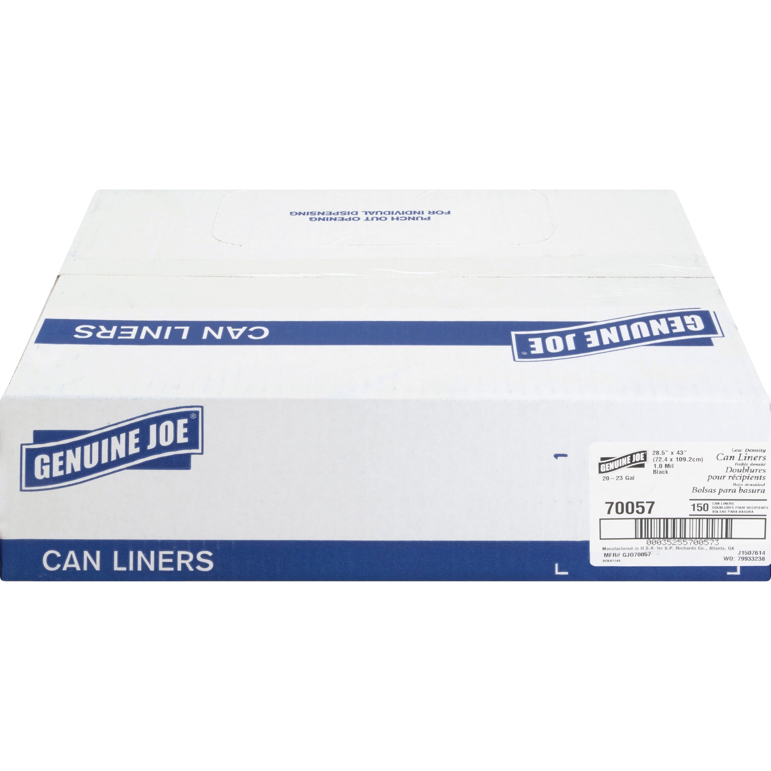 genuine-joe-slim-jim-23-gallon-can-liners-medium-size-23-gal-capacity-2850-width-x-43-length-low-density-black-1-carton-150-per-box-office-waste-food-recycled_gjo70057 - 2