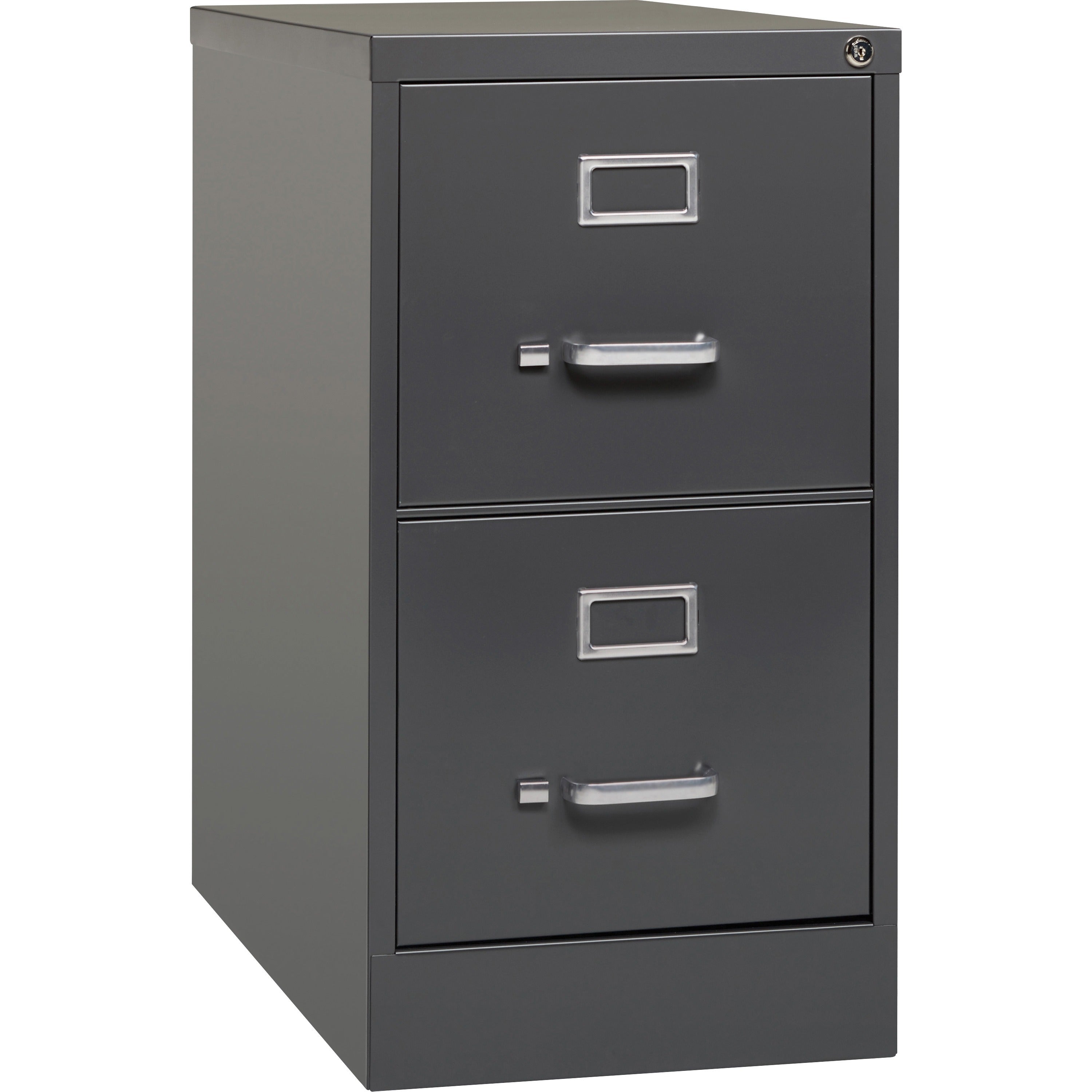 Lorell Fortress Series 26-1/2" Commercial-Grade Vertical File Cabinet - 15" x 26.5" x 28.4" - 2 x Drawer(s) for File - Letter - Vertical - Drawer Extension, Security Lock, Label Holder, Pull Handle - Charcoal - Steel - Recycled -