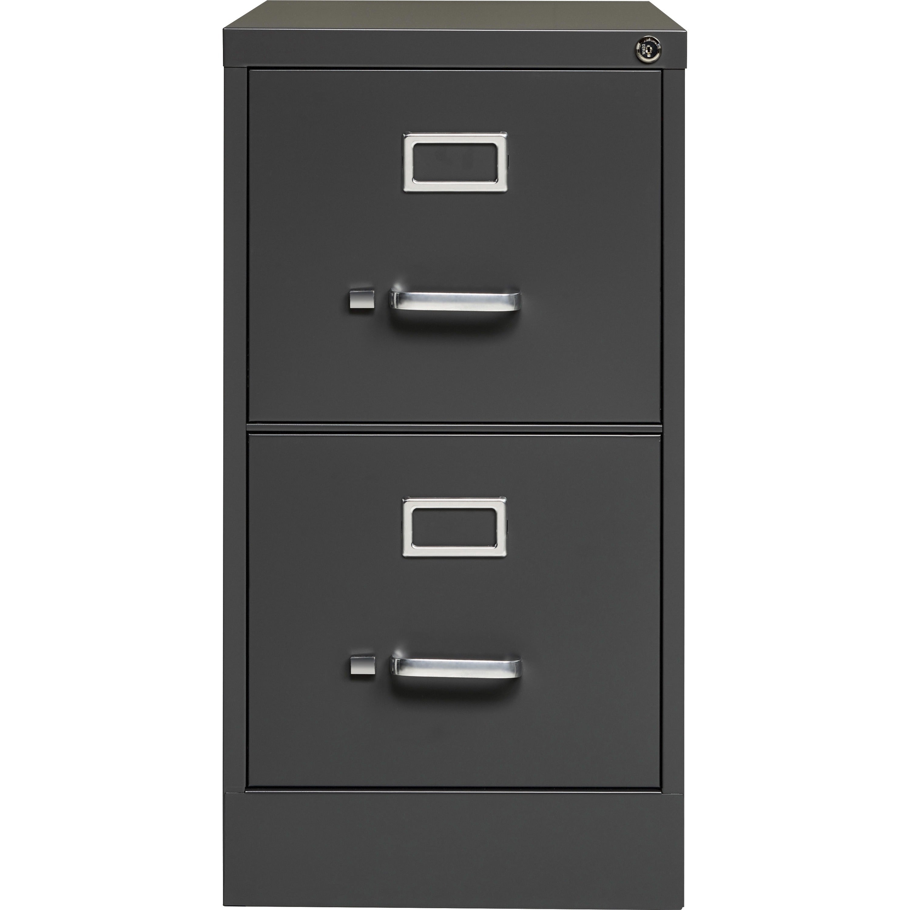 Lorell Fortress Series 26-1/2" Commercial-Grade Vertical File Cabinet - 15" x 26.5" x 28.4" - 2 x Drawer(s) for File - Letter - Vertical - Drawer Extension, Security Lock, Label Holder, Pull Handle - Charcoal - Steel - Recycled -