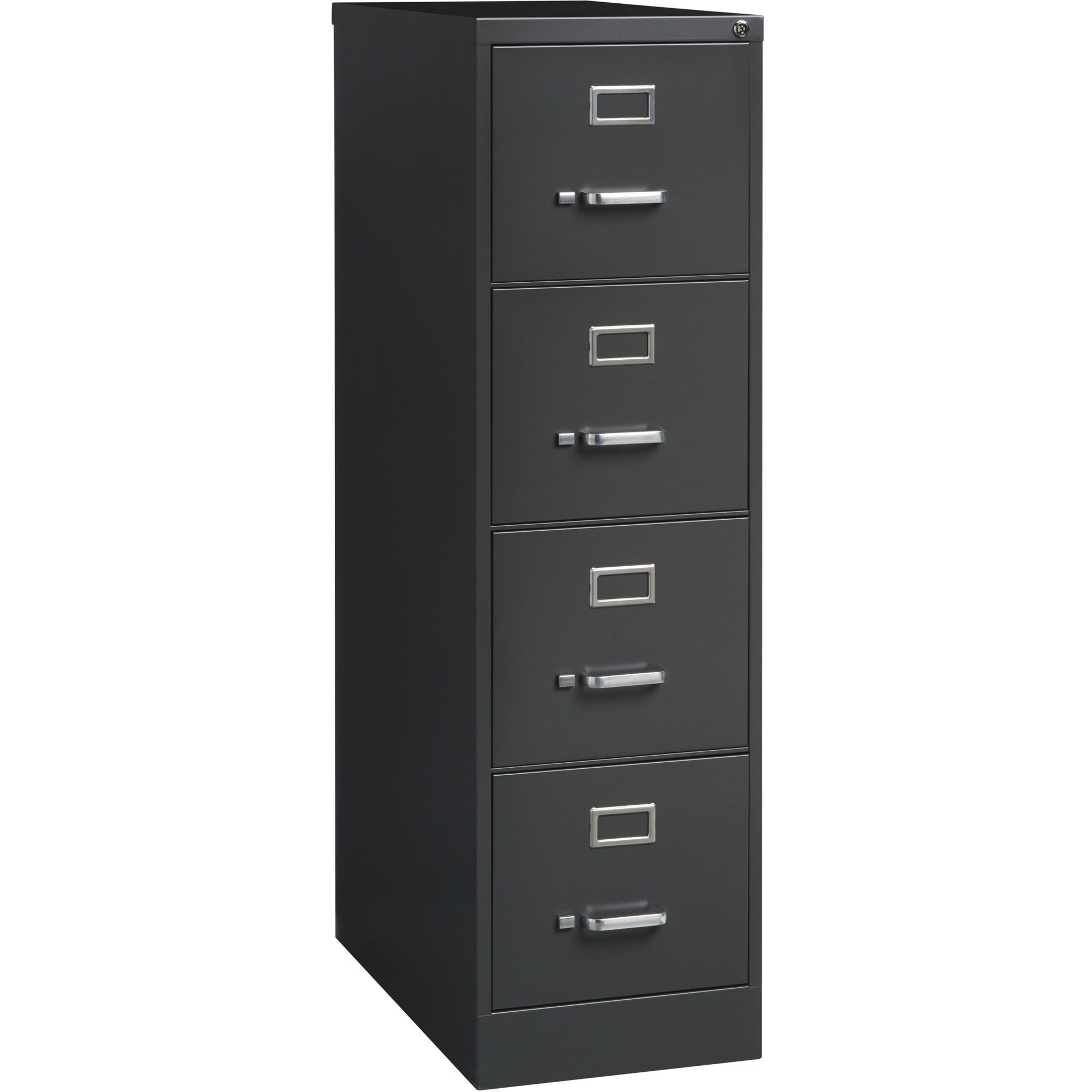 Lorell Fortress Series 26-1/2" Commercial-Grade Vertical File Cabinet - 15" x 26.5" x 52" - 4 x Drawer(s) for File - Letter - Vertical - Drawer Extension, Security Lock, Label Holder, Pull Handle - Charcoal - Steel - Recycled -