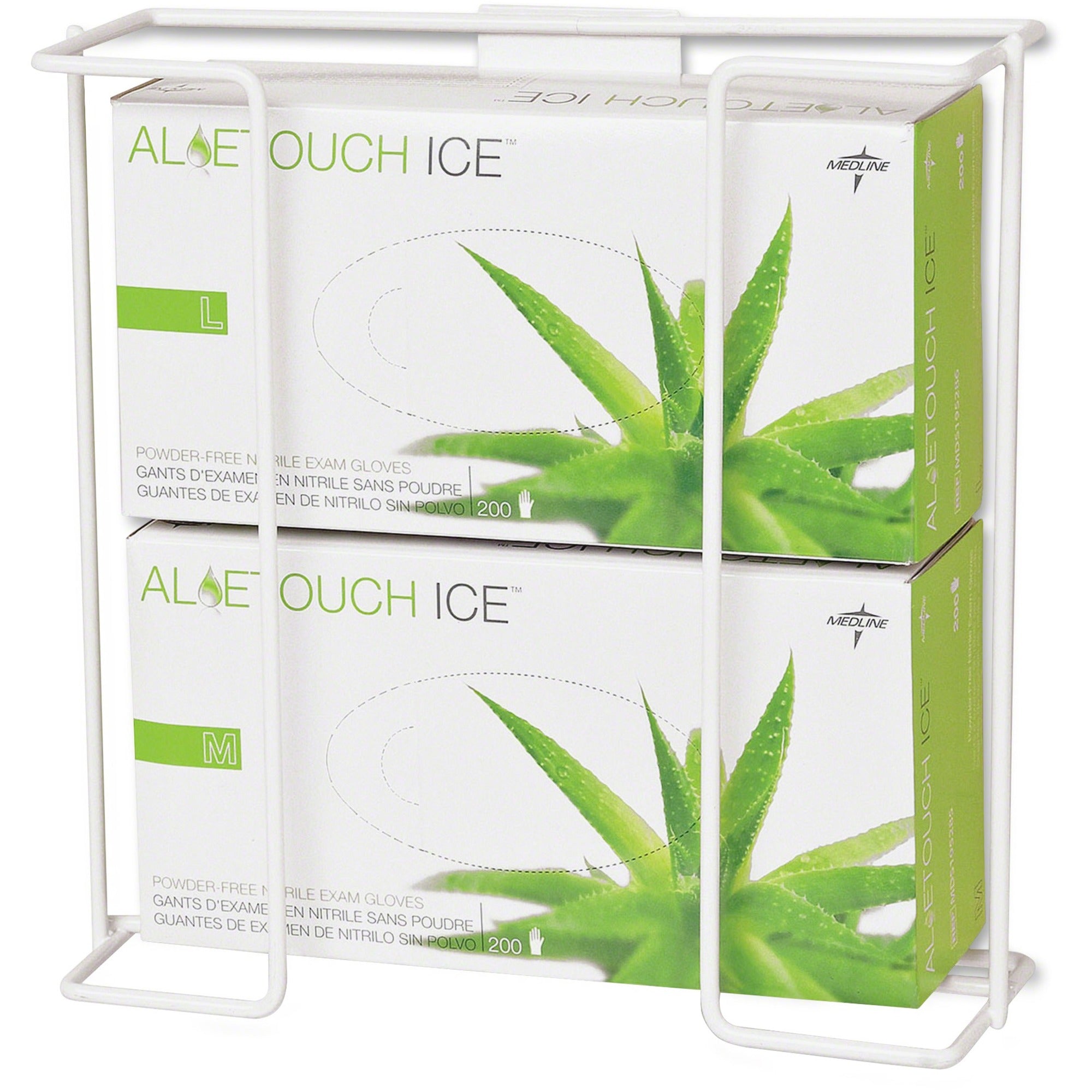 Medline Horizontal-Mount Wire Double Glove Box Holder - Horizontal - 1 / Pack - White -