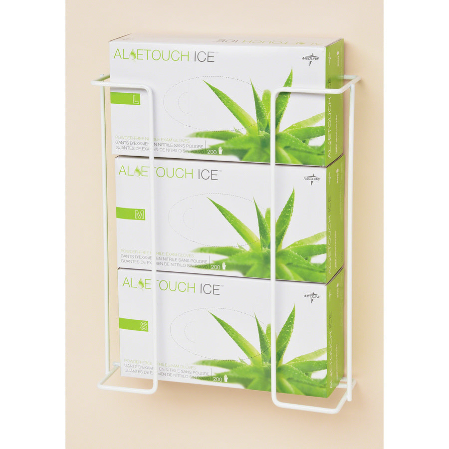 Medline Horizontal-Mount Wire Triple Glove Box Holder - Horizontal - 2 / Pack - White -