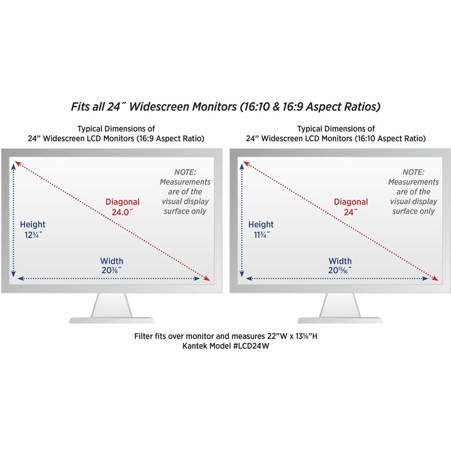 Kantek LCD Protect Glare Filter 24in Widescreen Monitors - For 24"LCD Monitor - Scratch Resistant, Damage Resistant - Acrylic - Anti-glare - 1 Pack - 2