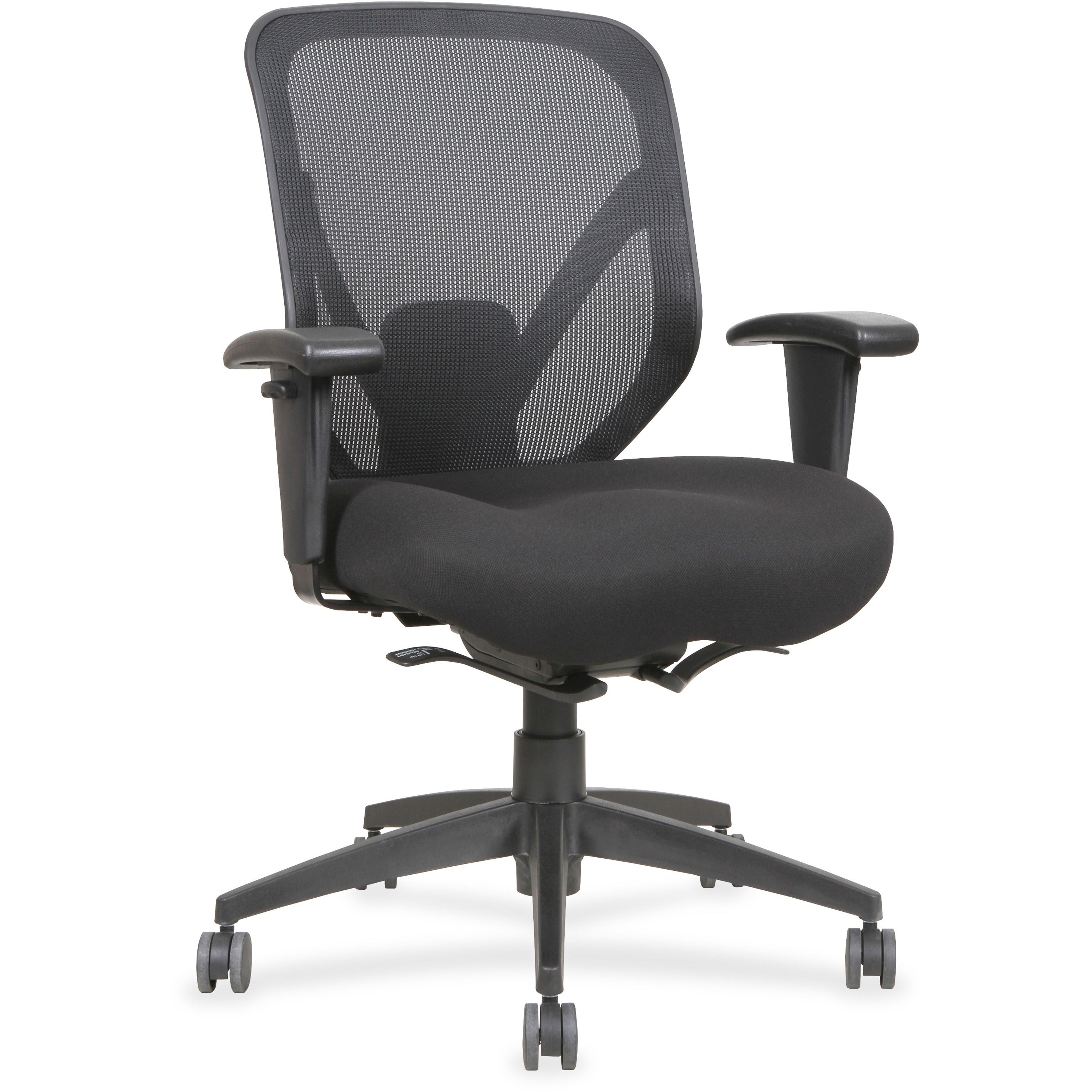 Lorell Executive Self-tilt Mesh Mid-back Office Chair - Fabric Seat - Fabric Back - 5-star Base - Black - 1 Each -