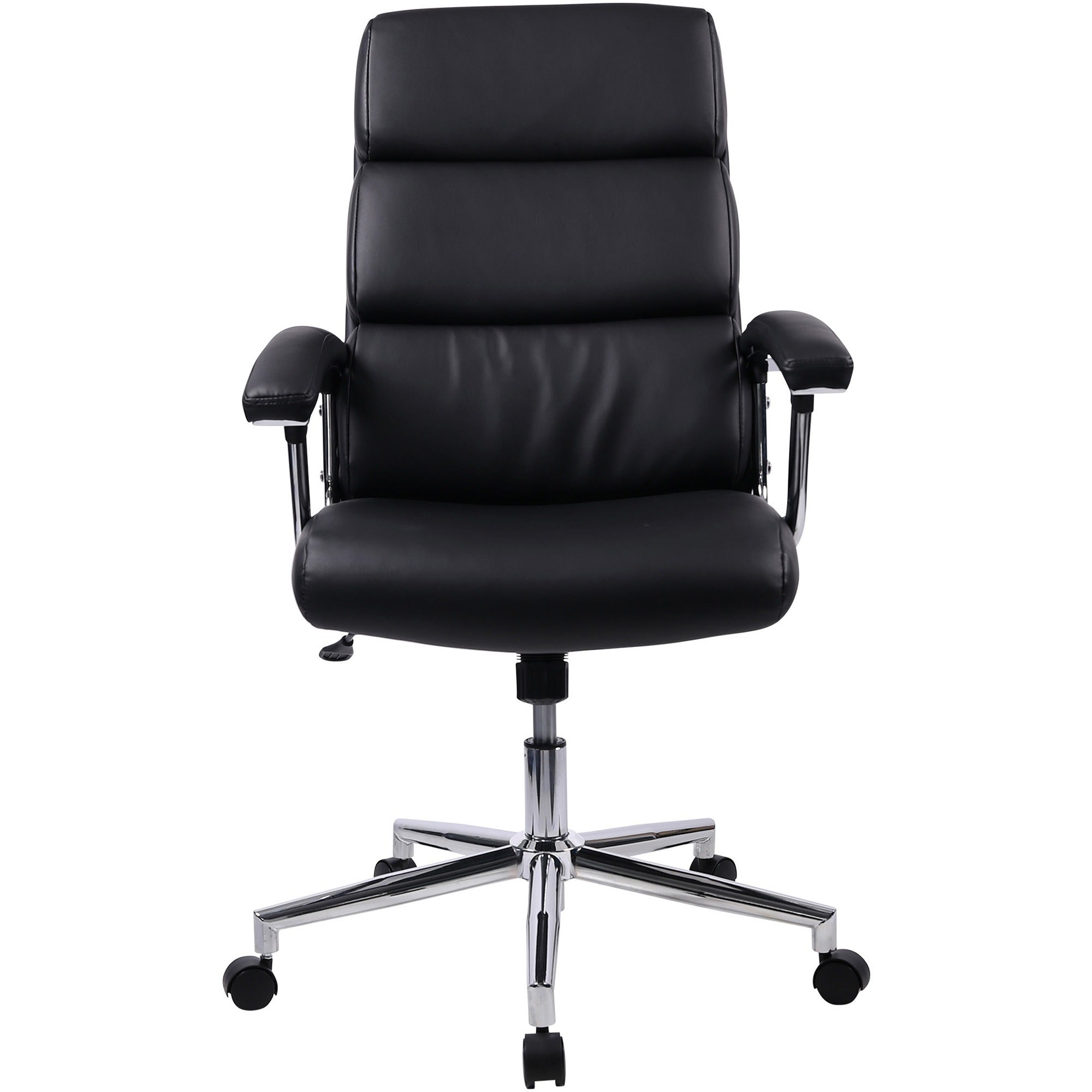 Lorell High-back Office Chair - Black Bonded Leather Seat - Black Bonded Leather Back - 1 Each -