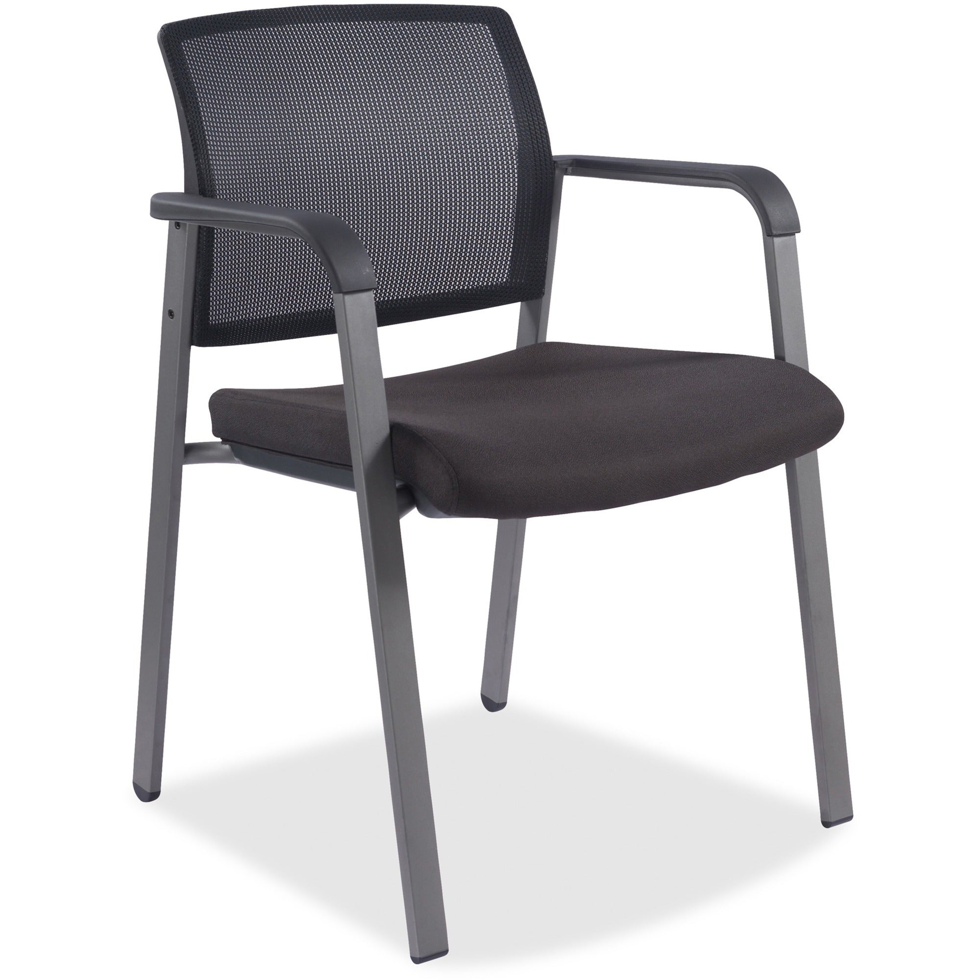 Lorell Mesh Back Guest Chair - Black Fabric Seat - Black Mesh Back - 1 Each -