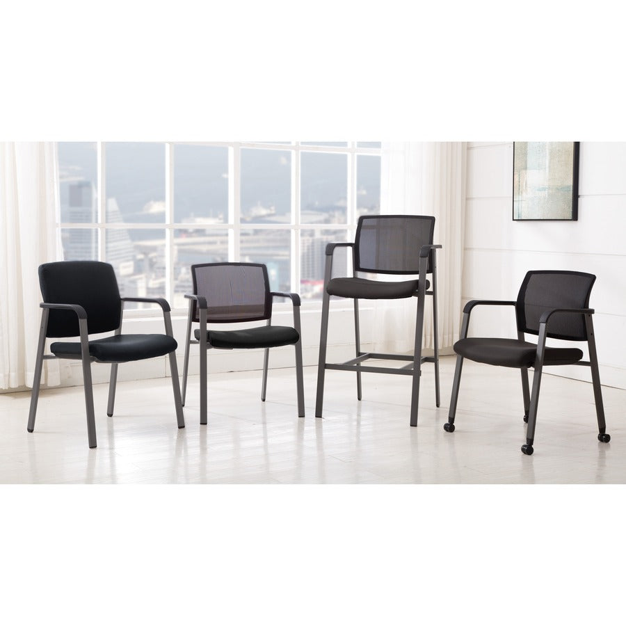 Lorell Mesh Back Guest Chair - Black Fabric Seat - Black Mesh Back - 1 Each -