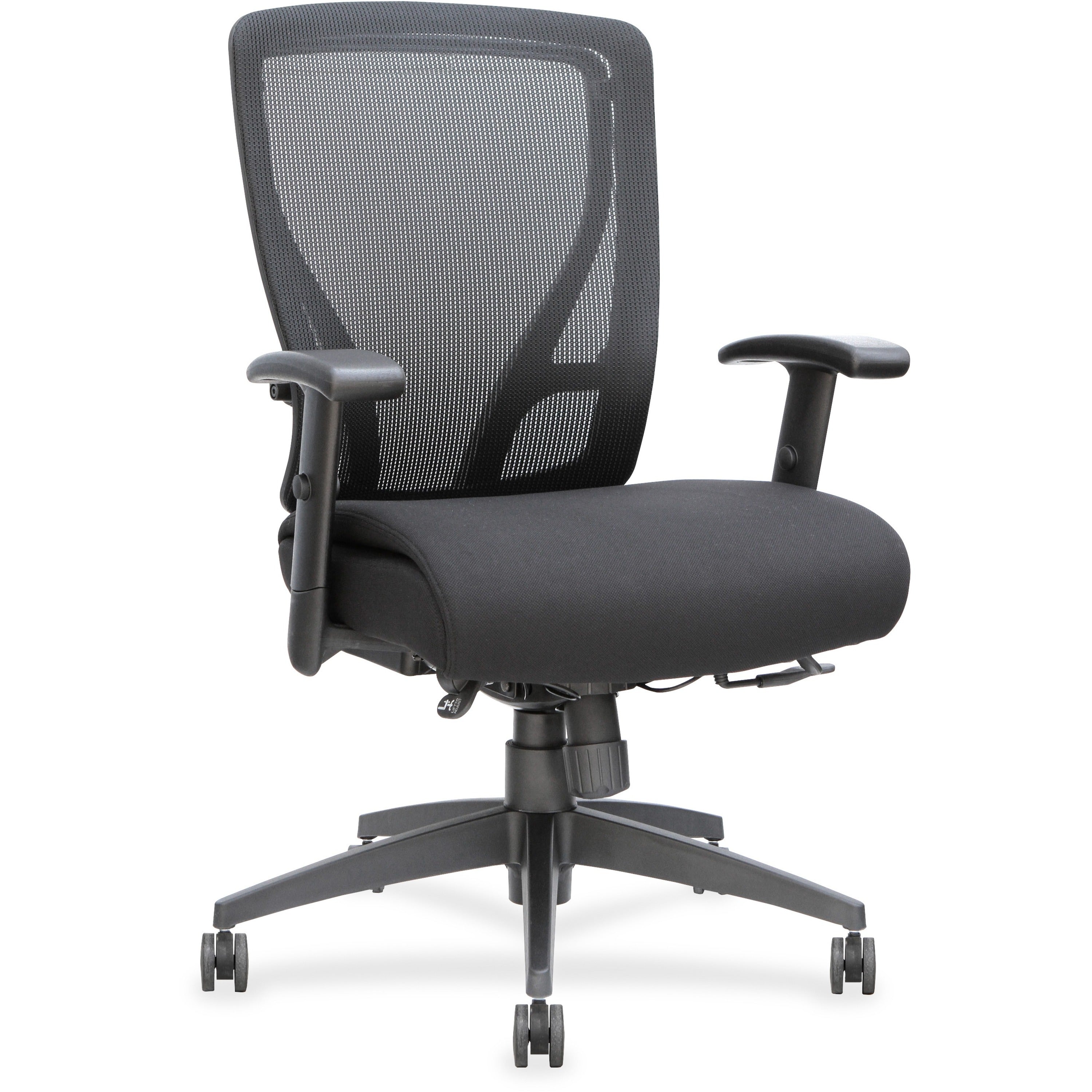 Lorell Executive Mesh Mid-back Chair - Black Fabric Seat - Black Back - Plastic Frame - 5-star Base - Black - 1 Each -