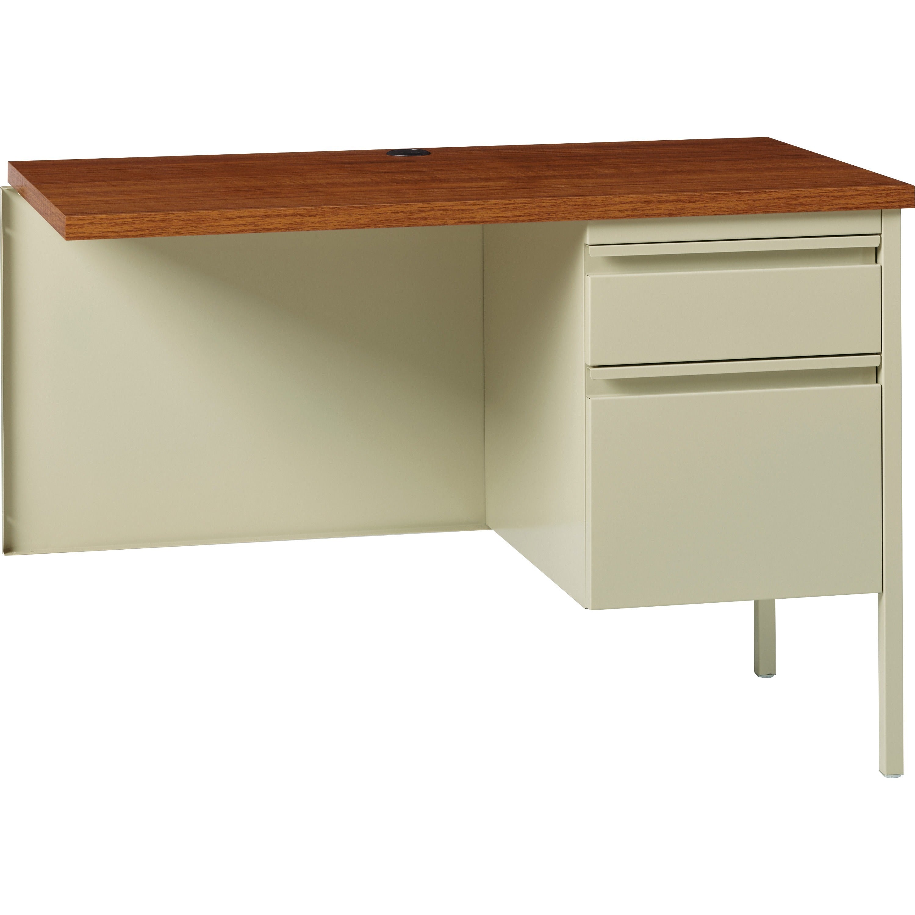 lorell-fortress-series-right-pedestal-return-for-table-toprectangle-top-x-42-table-top-width-x-24-table-top-depth-x-112-table-top-thickness-2950-height-assembly-required-oak-oak-laminate-putty-steel-1-each_llr60920 - 1