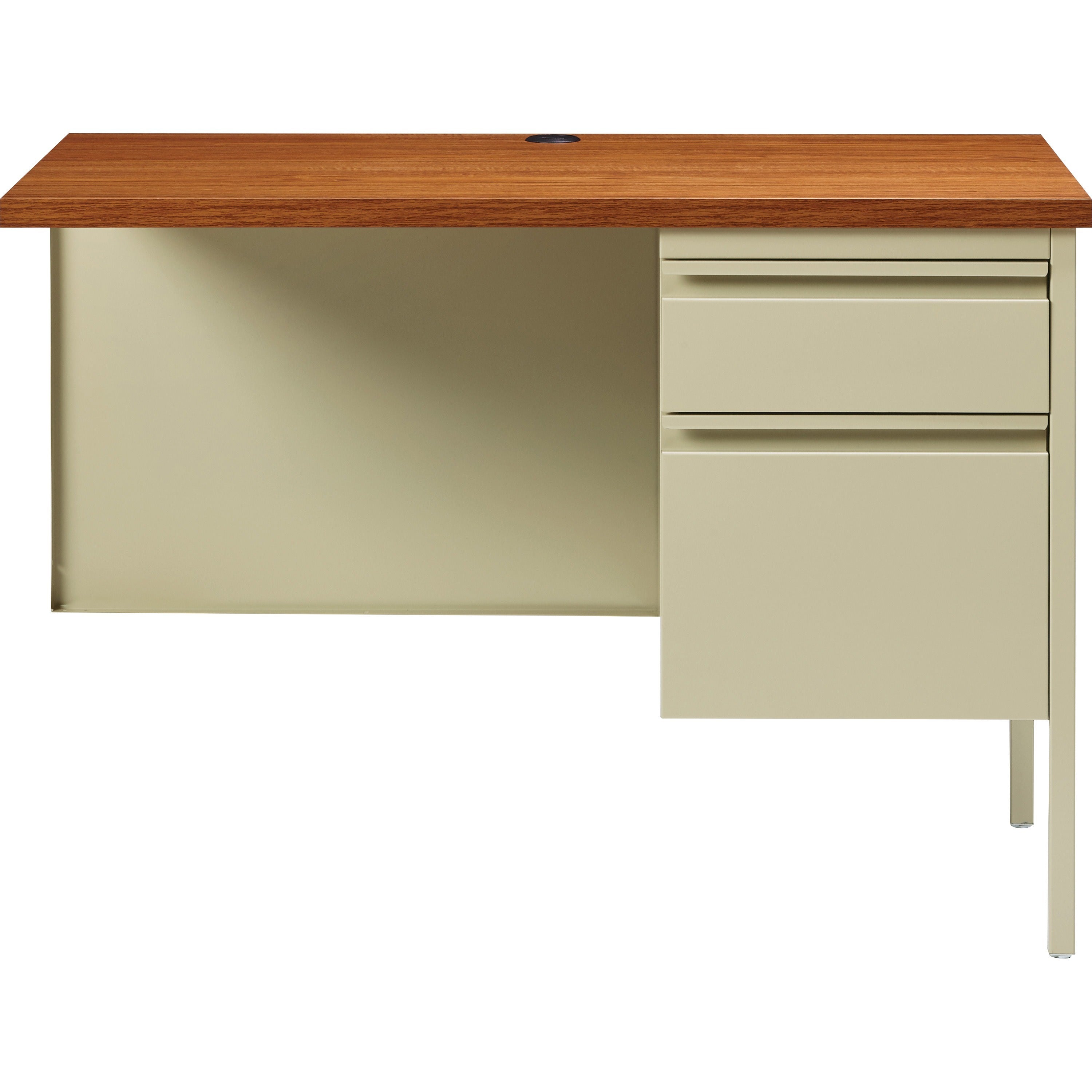 lorell-fortress-series-right-pedestal-return-for-table-toprectangle-top-x-42-table-top-width-x-24-table-top-depth-x-112-table-top-thickness-2950-height-assembly-required-oak-oak-laminate-putty-steel-1-each_llr60920 - 2